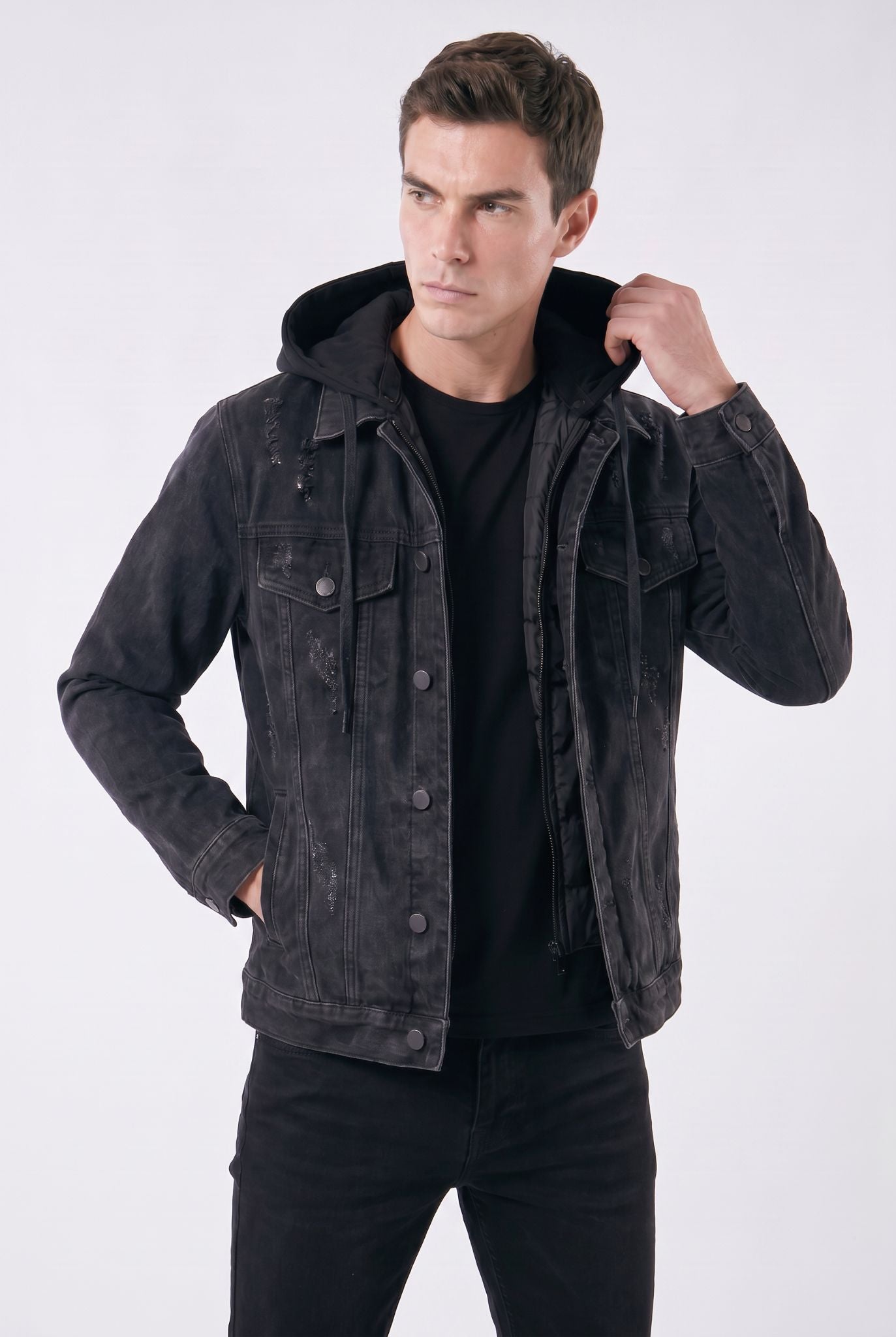 Men's Essentials Hooded Denim Trucker Jacket | Relvorn