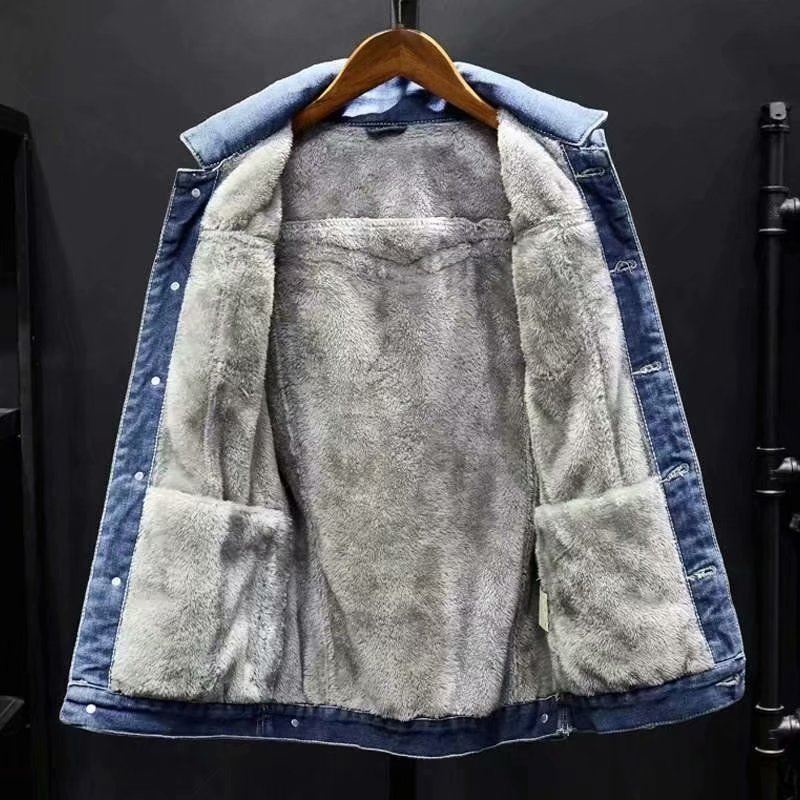 Men's Quilted Denim Trucker Jacket with Fleece Lining | Relvorn