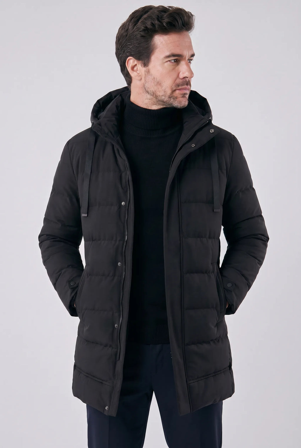 Men's Longline Waterproof Hooded Puffer Jacket | Relvorn