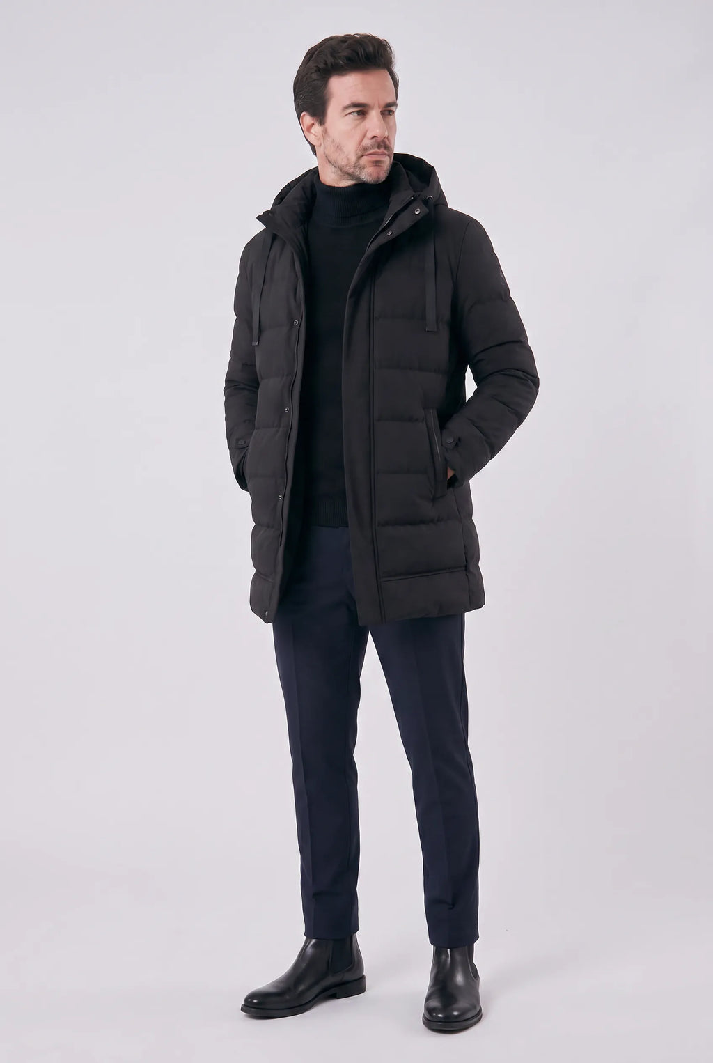 Men's Longline Waterproof Hooded Puffer Jacket | Relvorn