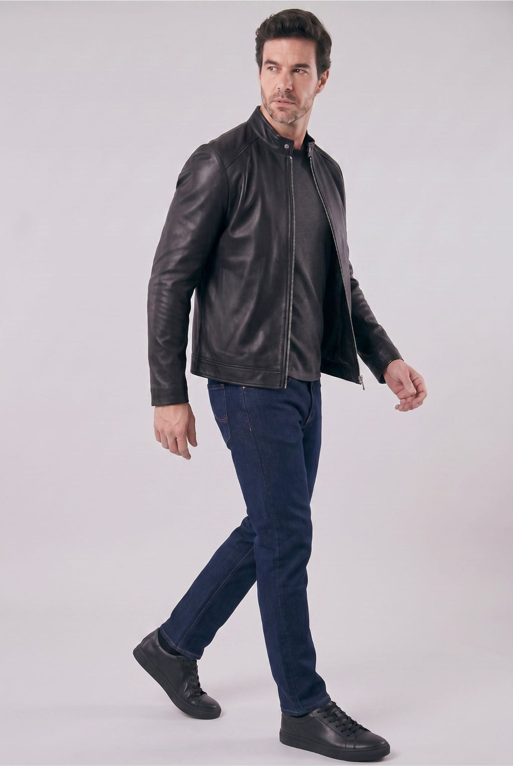 Men's Slim Fit Biker Leather Jacket | Relvorn