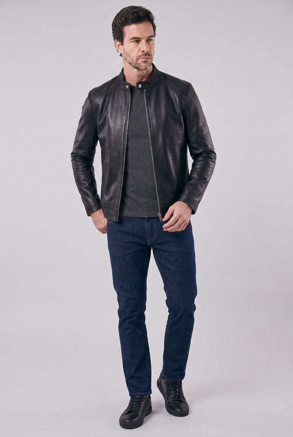 Men's Slim Fit Biker Leather Jacket | Relvorn