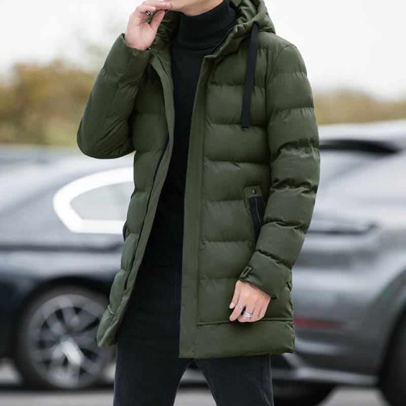 Men's Longline Waterproof Hooded Puffer Jacket | Relvorn
