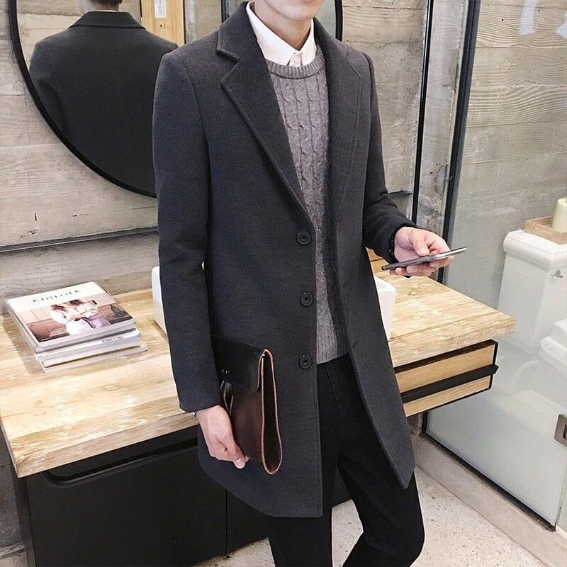 Men's Mid-length in Felted Orlando Wool Overcoat | Relvorn