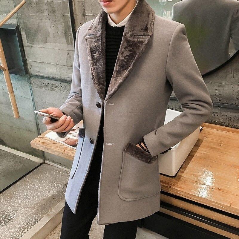Men's Collar Lined Overcoat | Relvorn