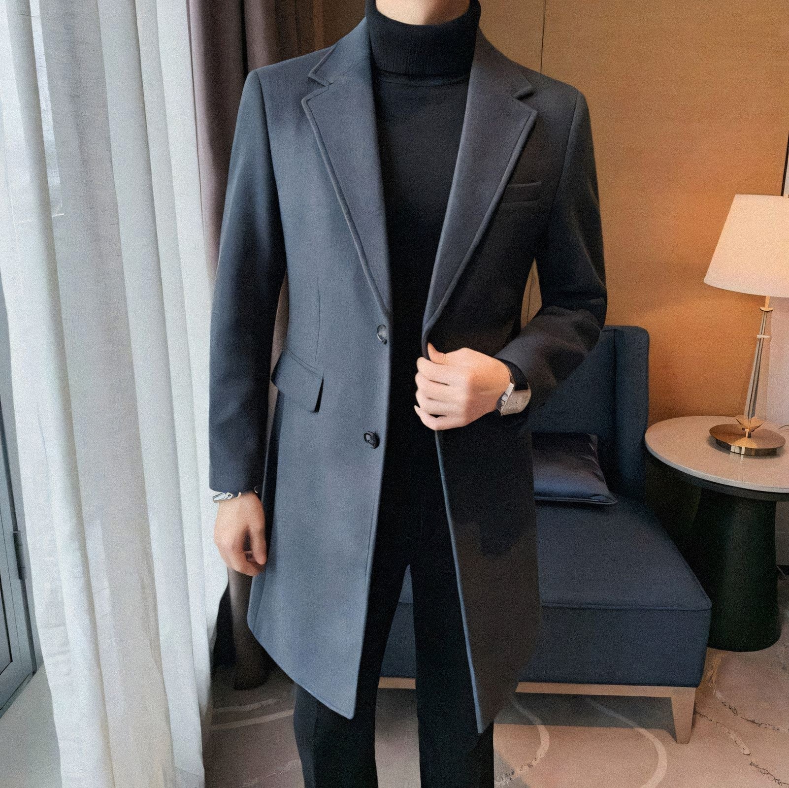 Men's Structured and Notched Lapel Overcoat | Relvorn