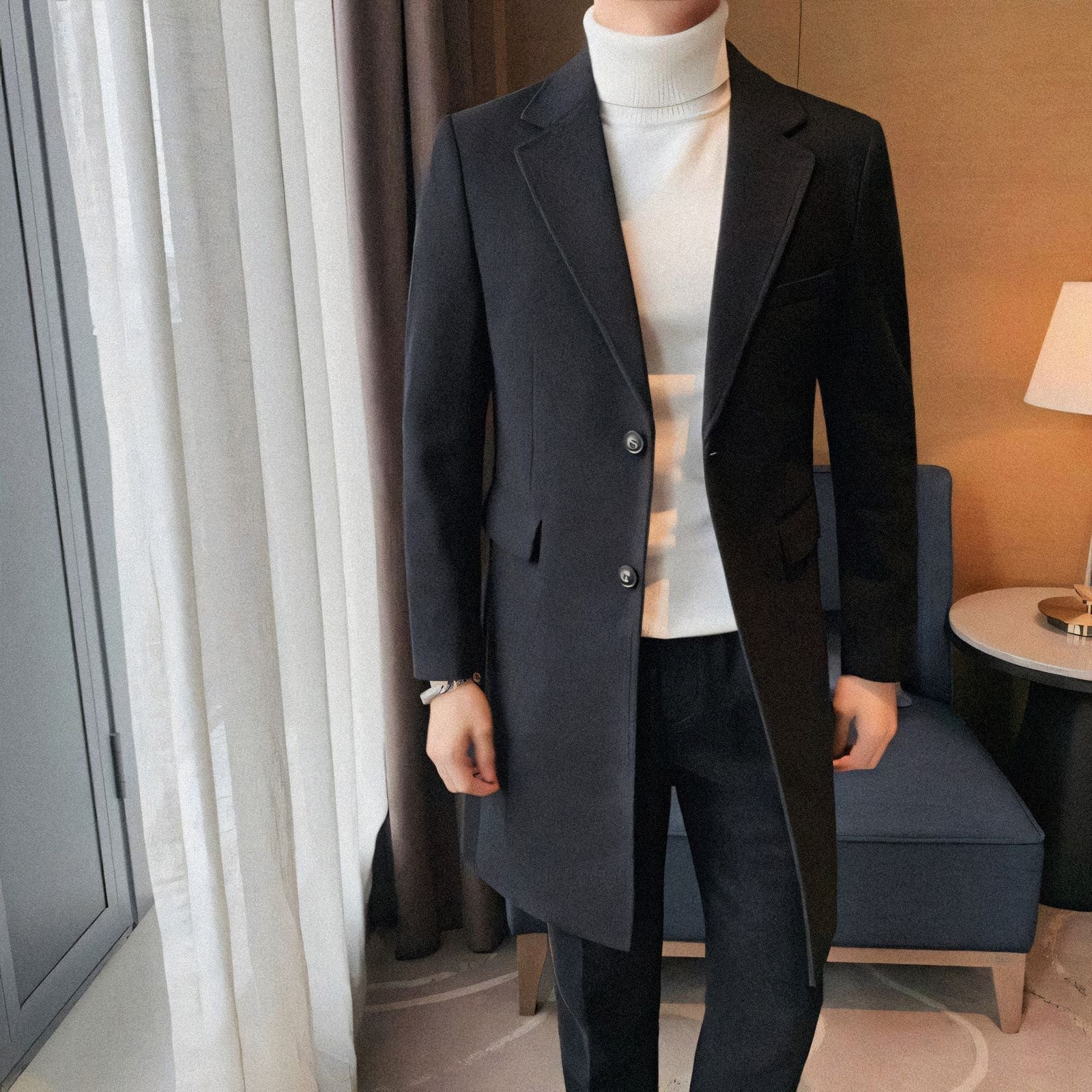 Men's Structured and Notched Lapel Overcoat | Relvorn