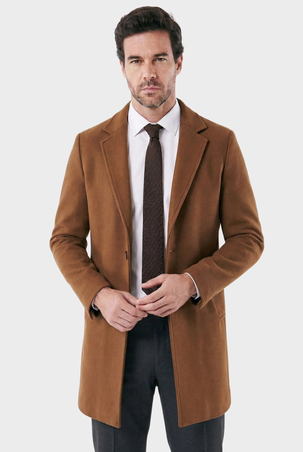Men's Mid-length with Notch Lapel Essentials Overcoat | Relvorn