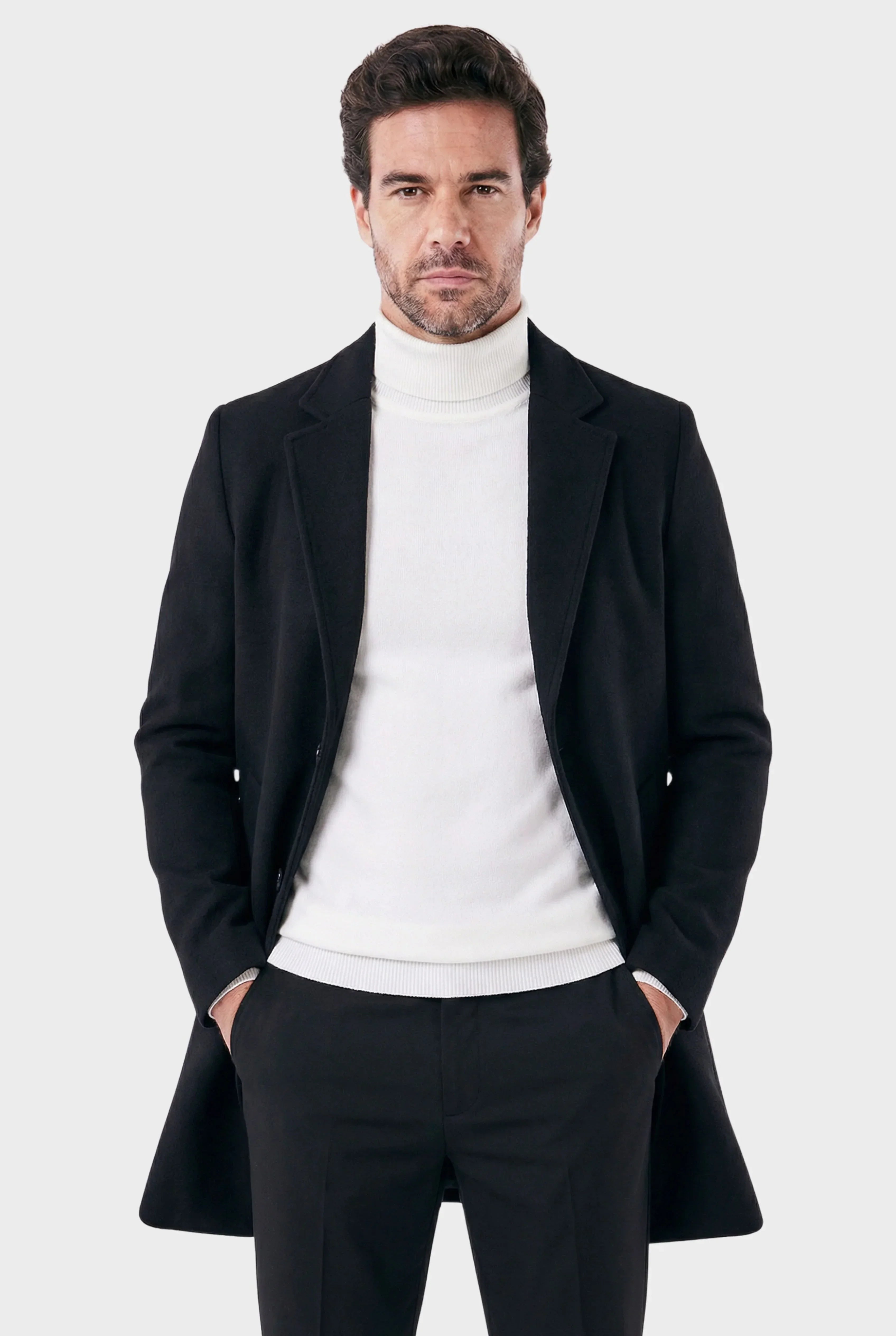 Men's Mid-length in Felted Orlando Wool Overcoat | Relvorn