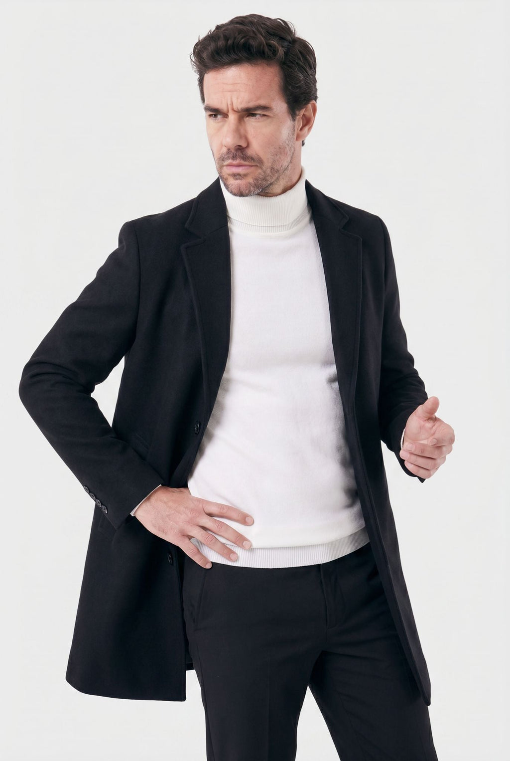 Men's Mid-length in Felted Orlando Wool Overcoat | Relvorn