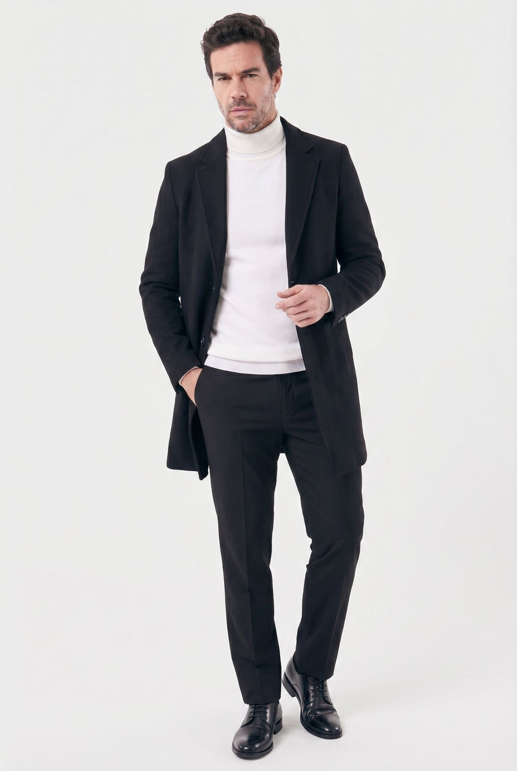 Men's Mid-length in Felted Orlando Wool Overcoat | Relvorn