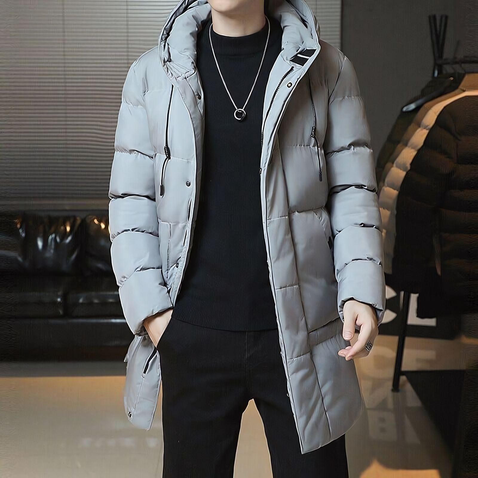 Men's Hooded Manhattan Puffer Overcoat | Relvorn