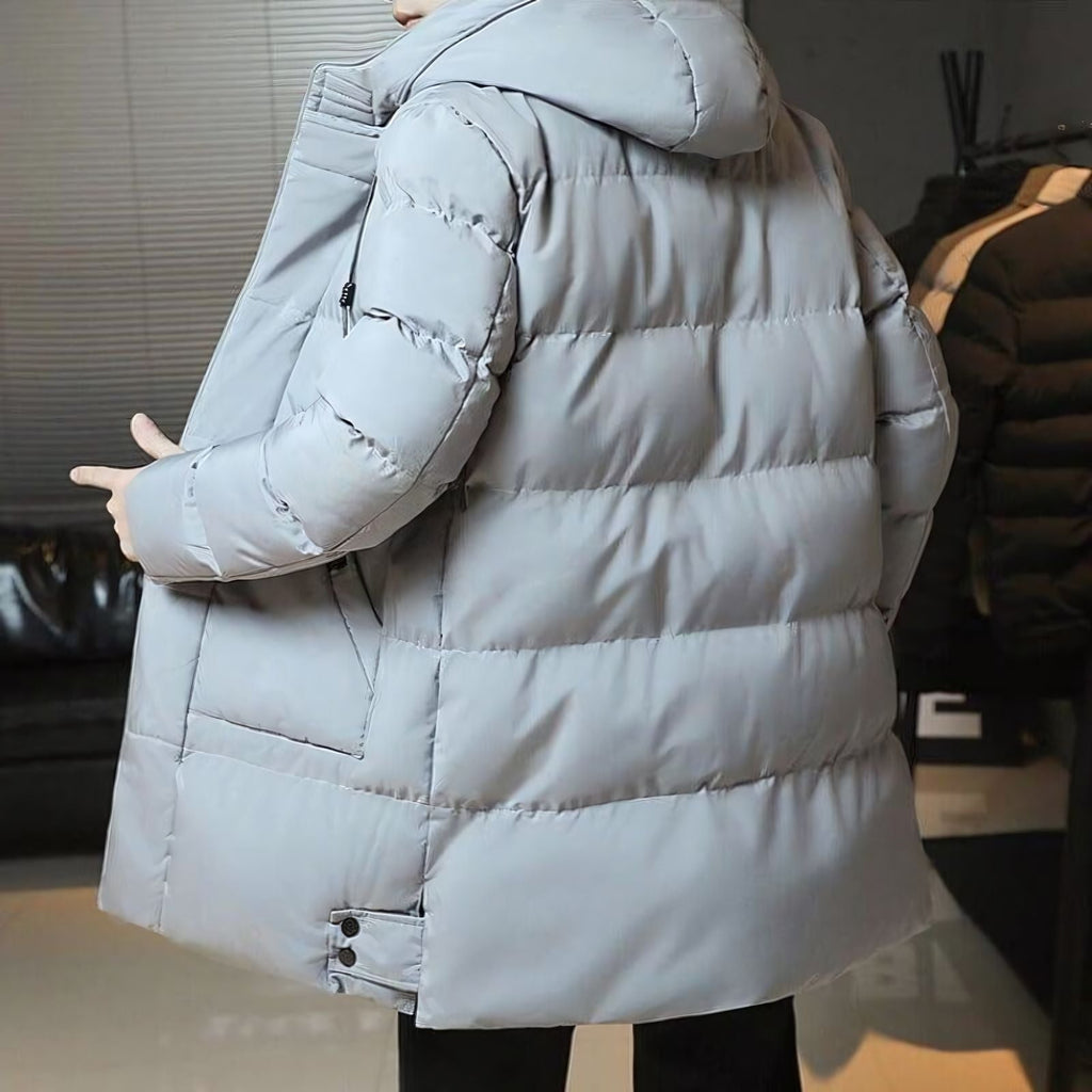 Men's Hooded Manhattan Puffer Overcoat | Relvorn