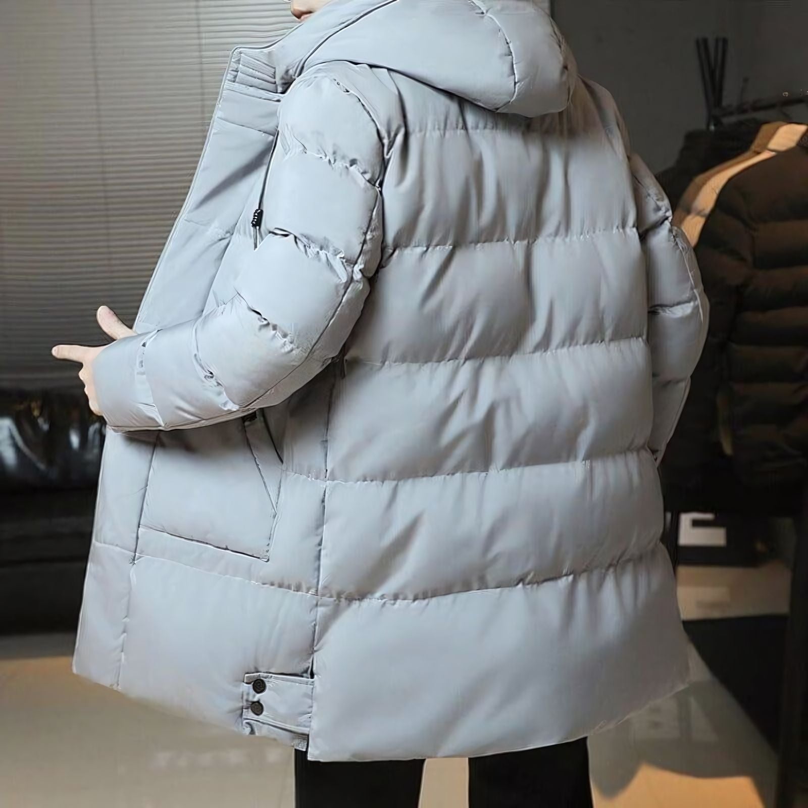 Men's Hooded Manhattan Puffer Overcoat | Relvorn