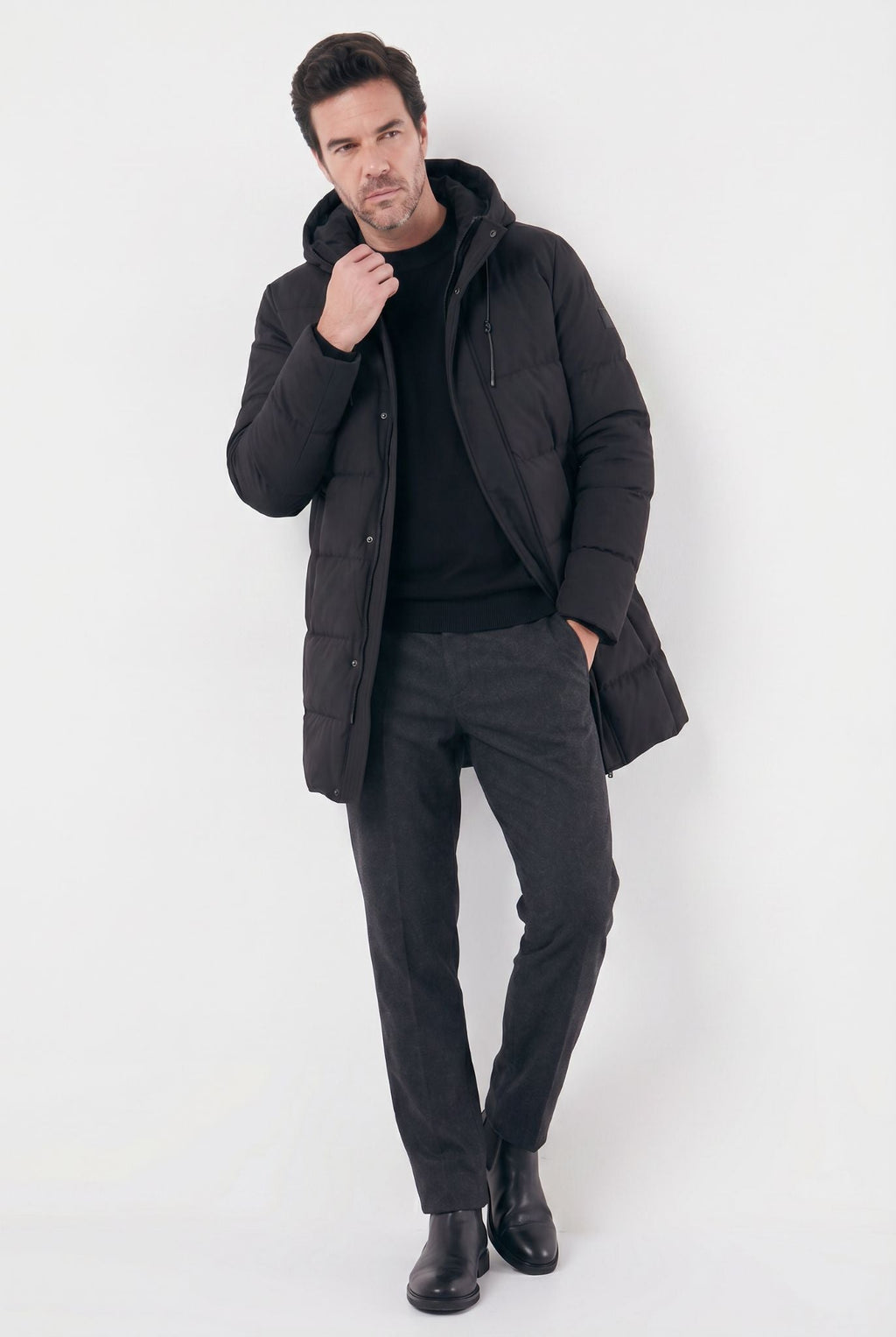 Men's Hooded Manhattan Puffer Overcoat | Relvorn