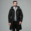 Men's Mid-length Hooded Jersey Puffer Overcoat | Relvorn