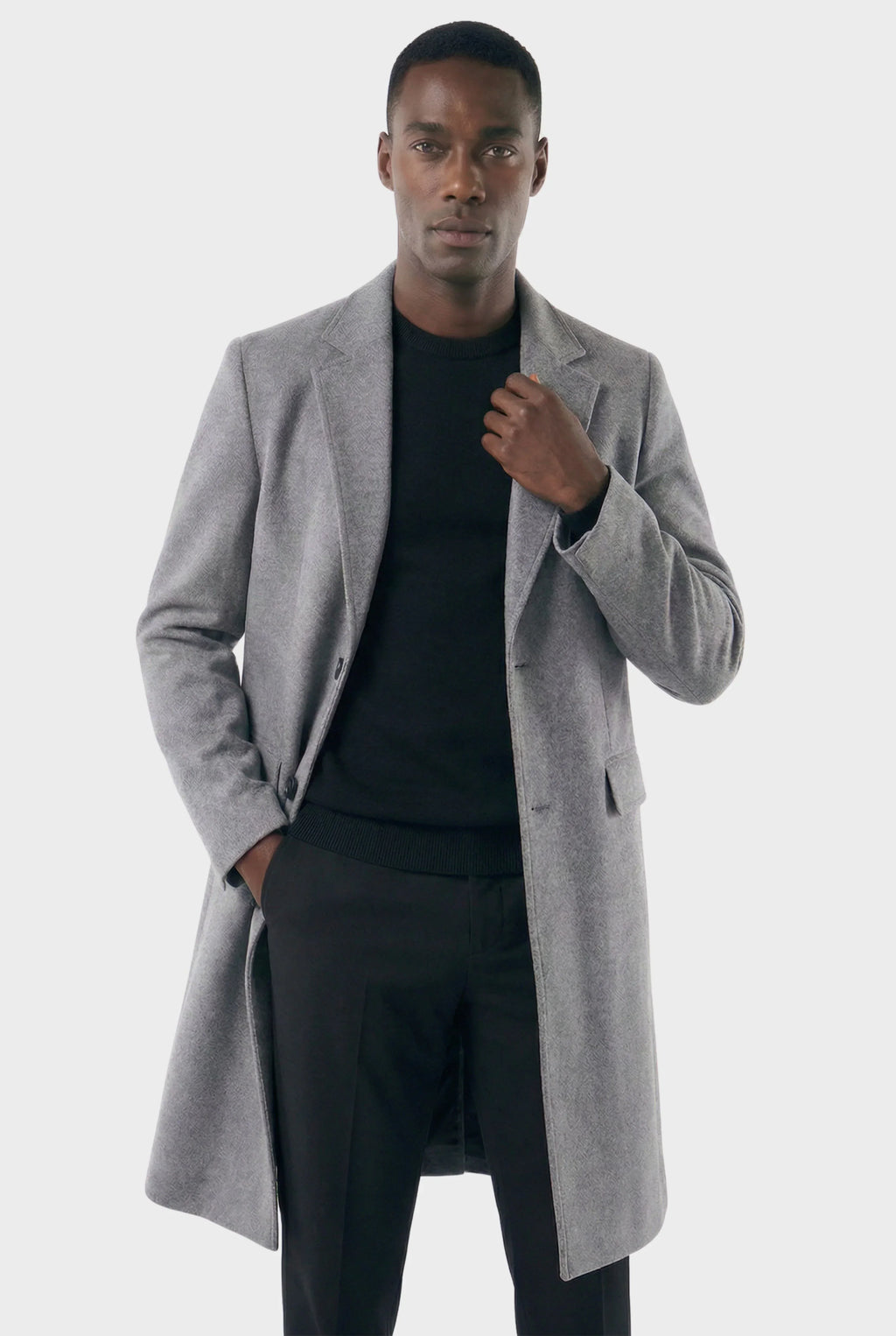 Men's Long with Notch Lapel Overcoat | Relvorn