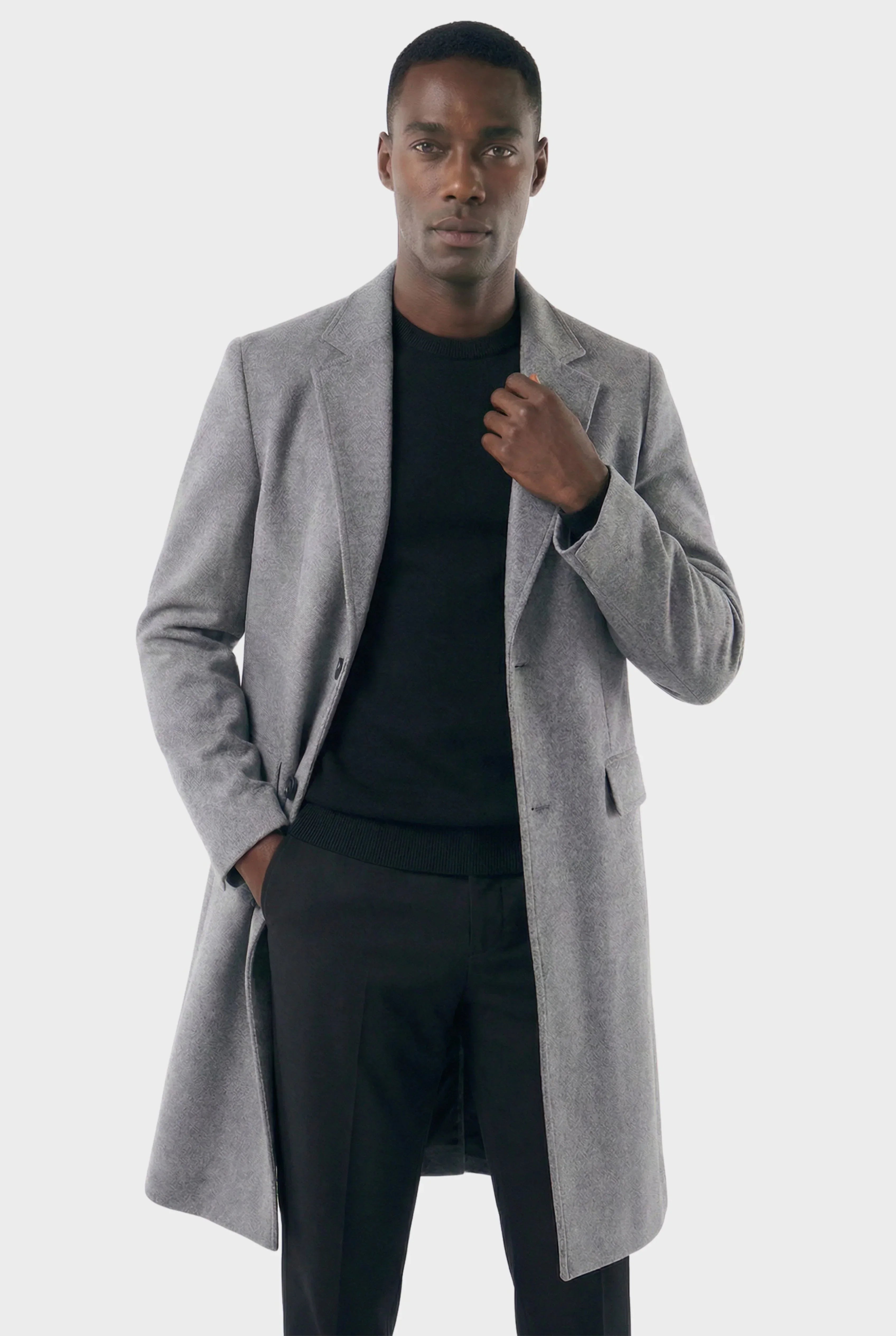 Men's Long with Notch Lapel Overcoat | Relvorn