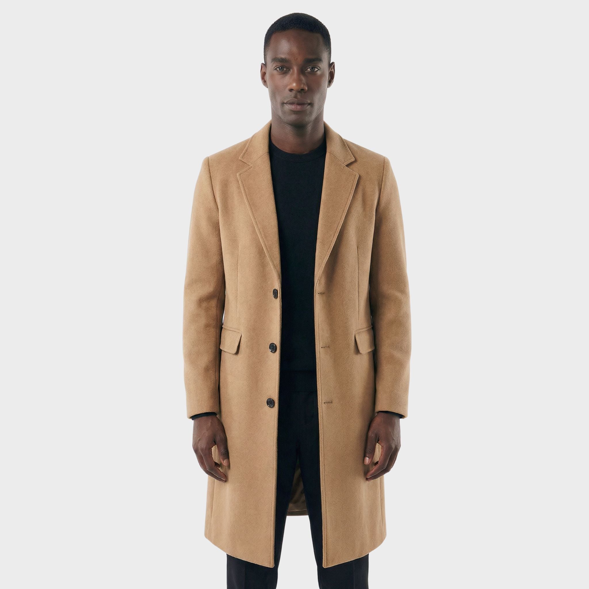 Men's Long with Notch Lapel Overcoat | Relvorn