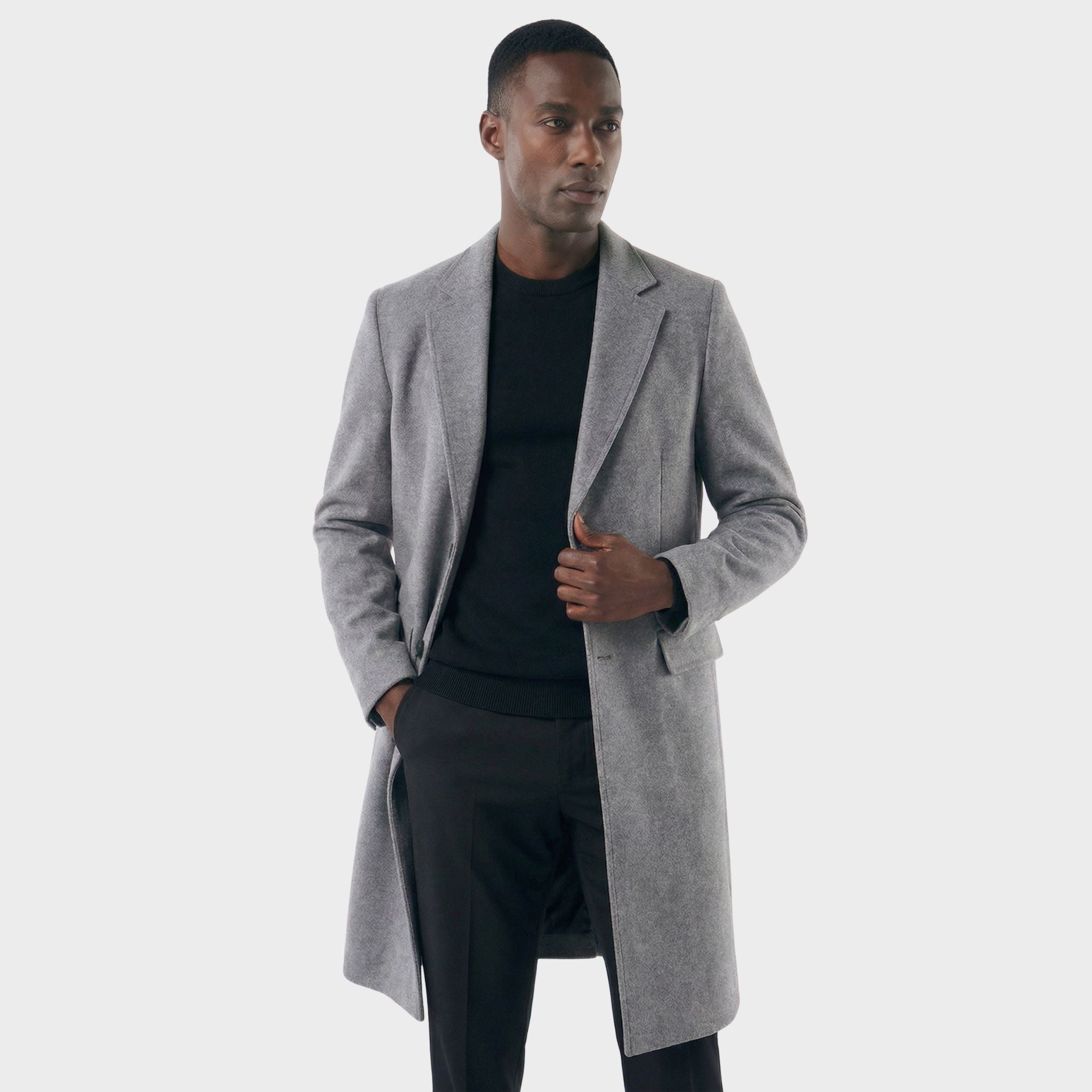 Men's Long with Notch Lapel Overcoat | Relvorn