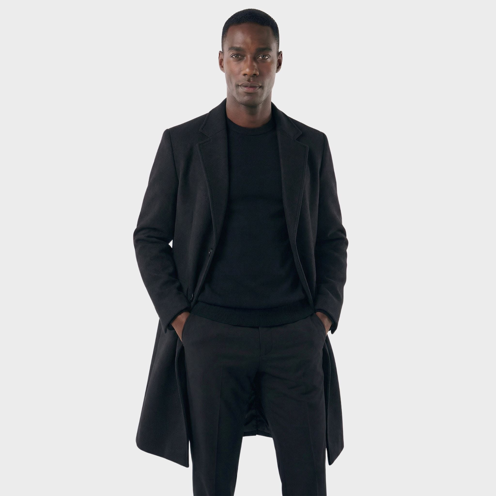 Men's Long with Notch Lapel Overcoat | Relvorn