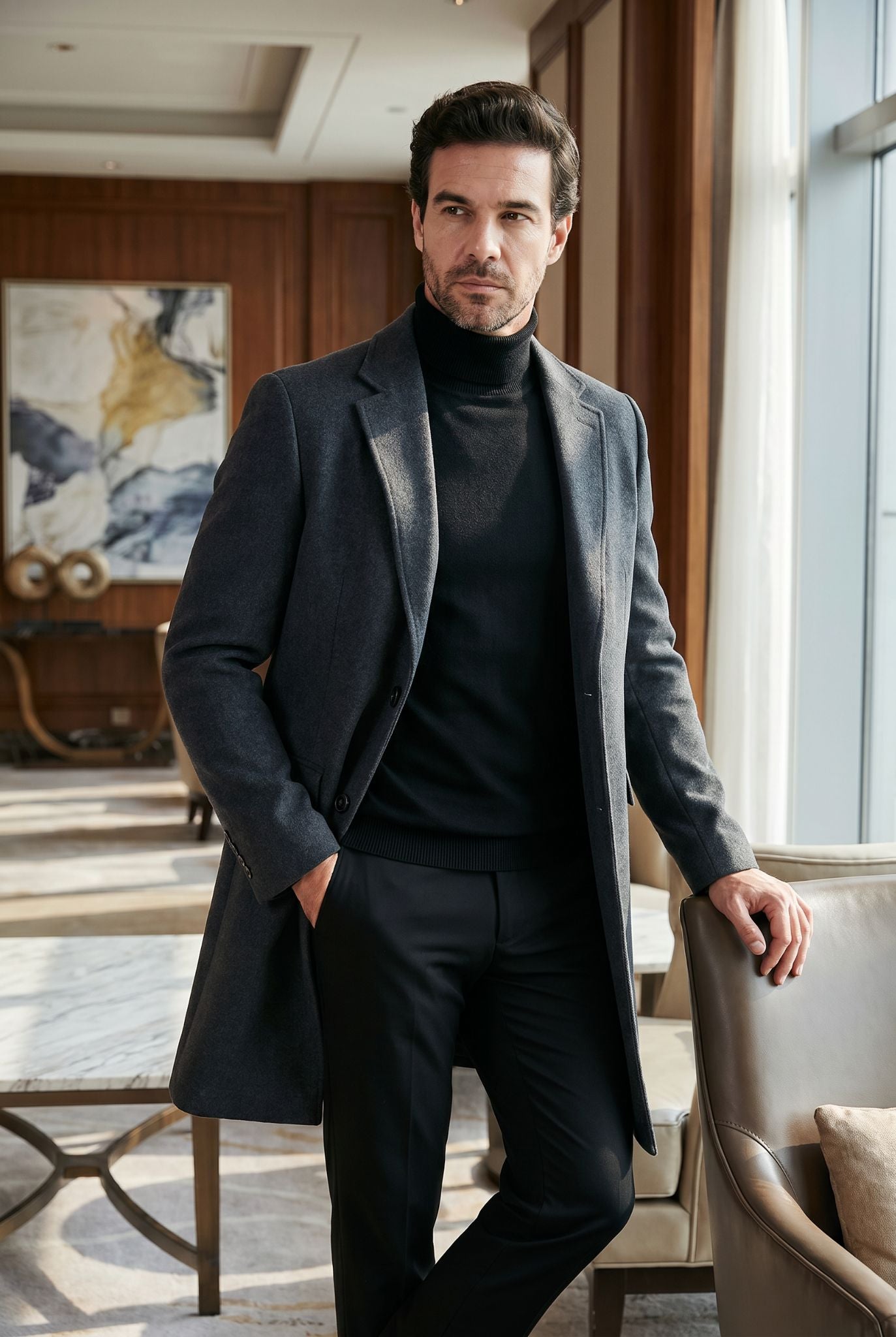 Men's Structured and Notched Lapel Overcoat | Relvorn