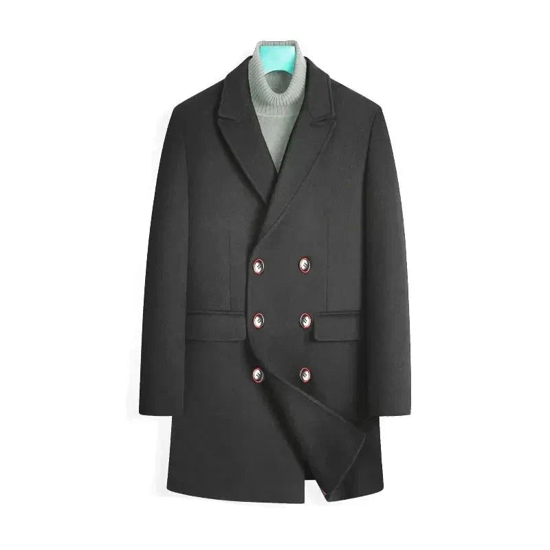 Men's Double-Breasted Overcoat Madrid with Peak Lapel | Relvorn
