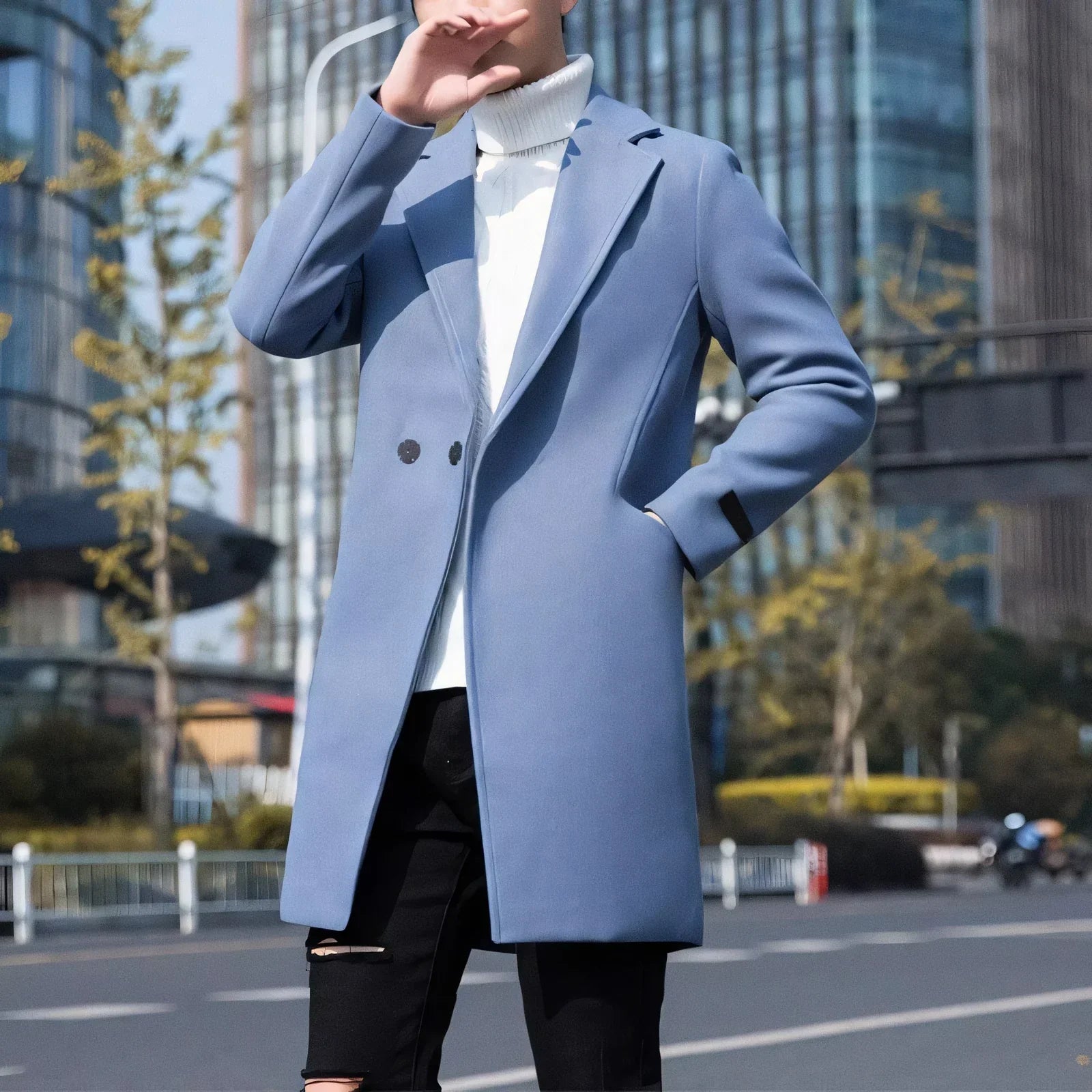 Men's Mid-length with Notch Lapel Essentials Overcoat | Relvorn