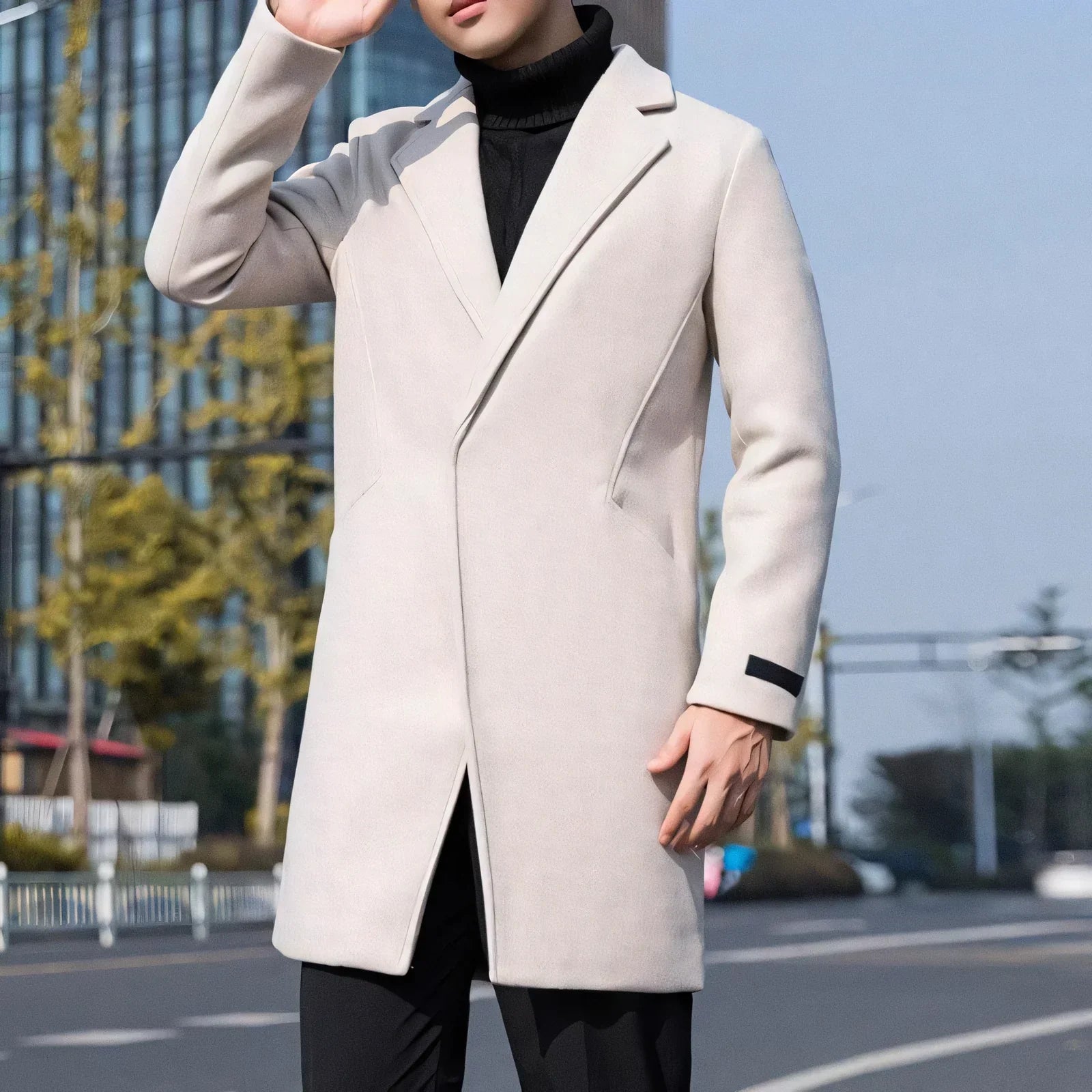 Men's Mid-length with Notch Lapel Essentials Overcoat | Relvorn