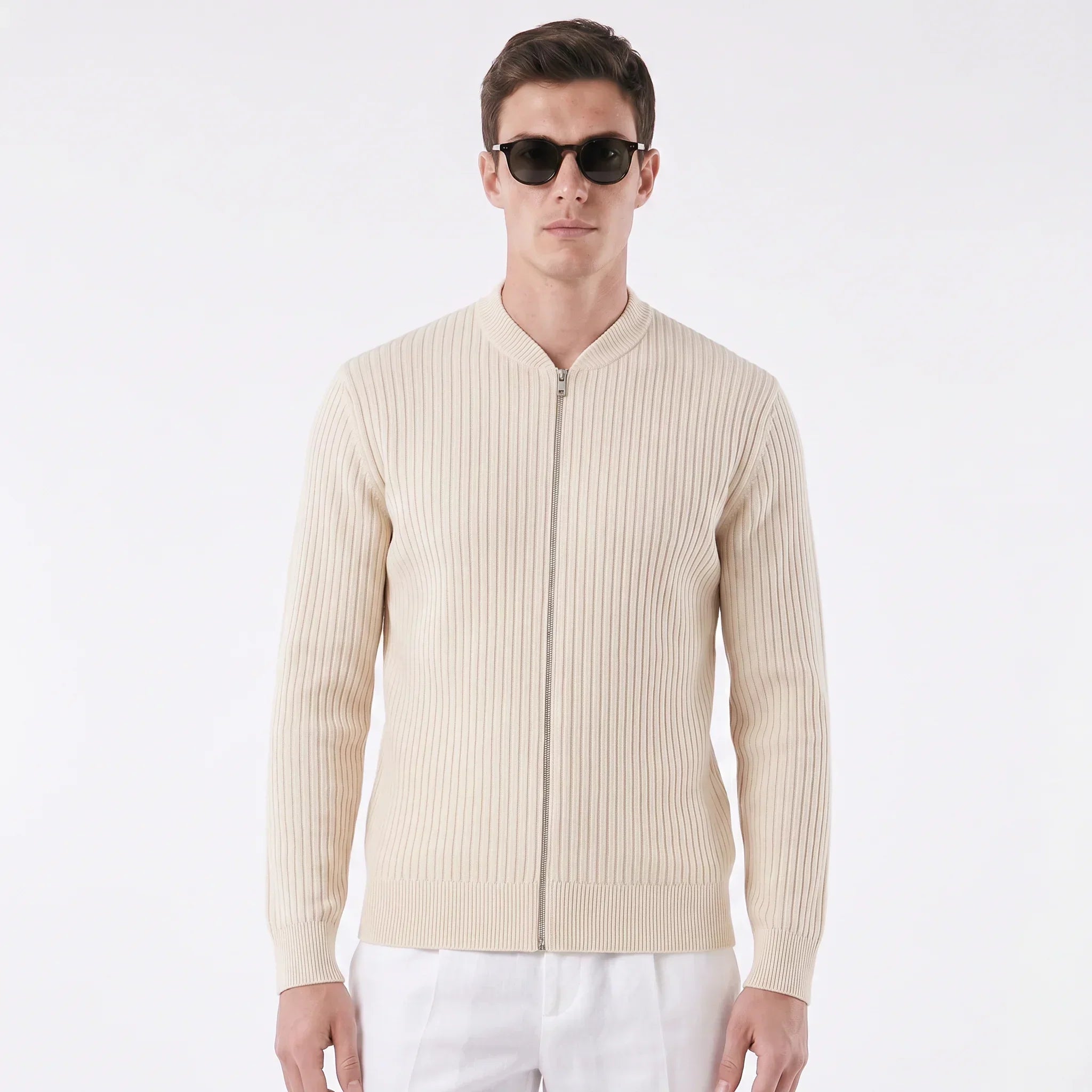 Chandail décontracté pour hommes en tricot quart de zip à fermeture éclair | Relvorn