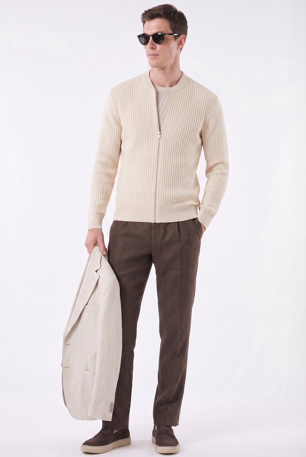 Chandail décontracté pour hommes en tricot quart de zip à fermeture éclair | Relvorn