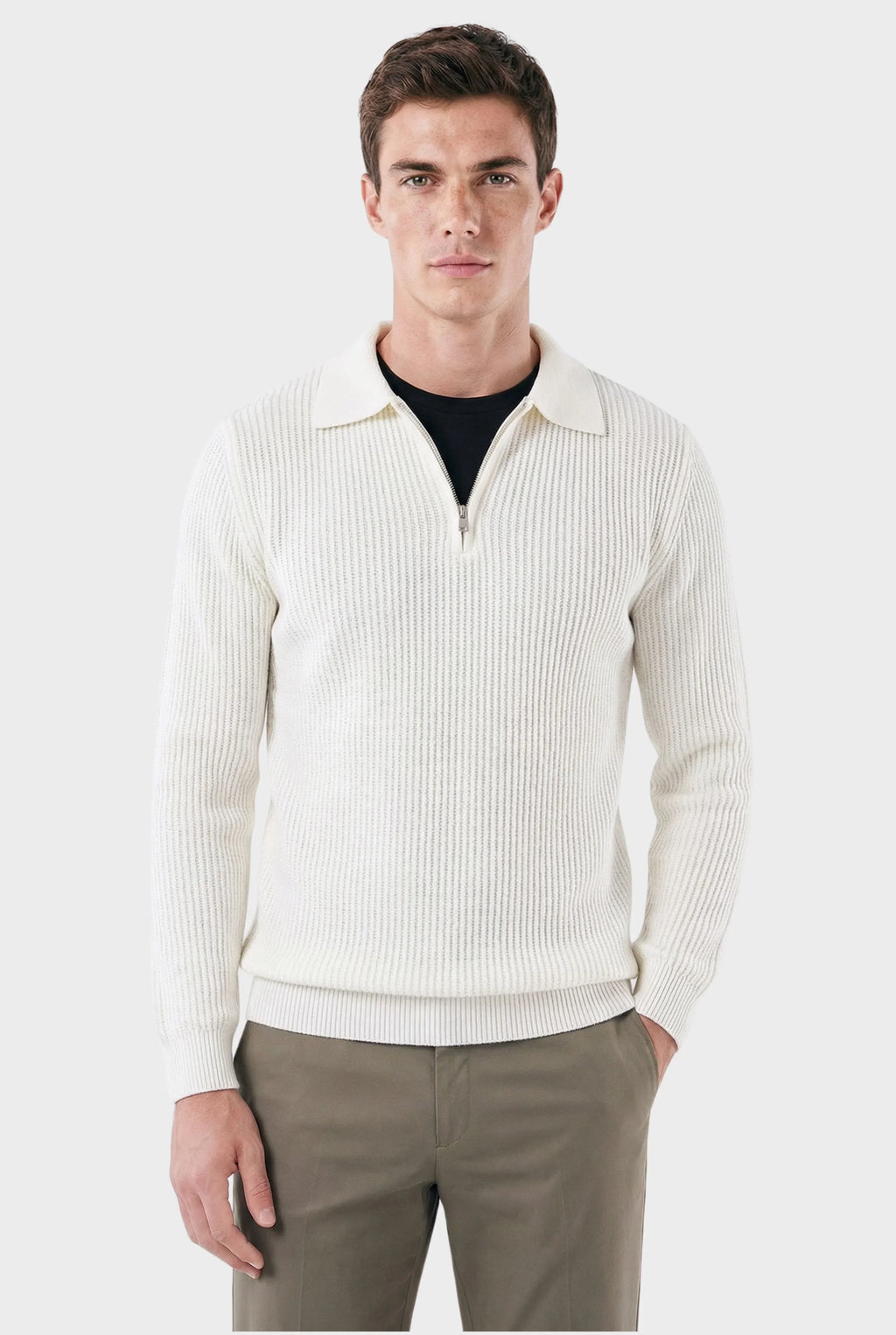 Men's Ribbed Denmark Quarter-Zip Sweater | Relvorn