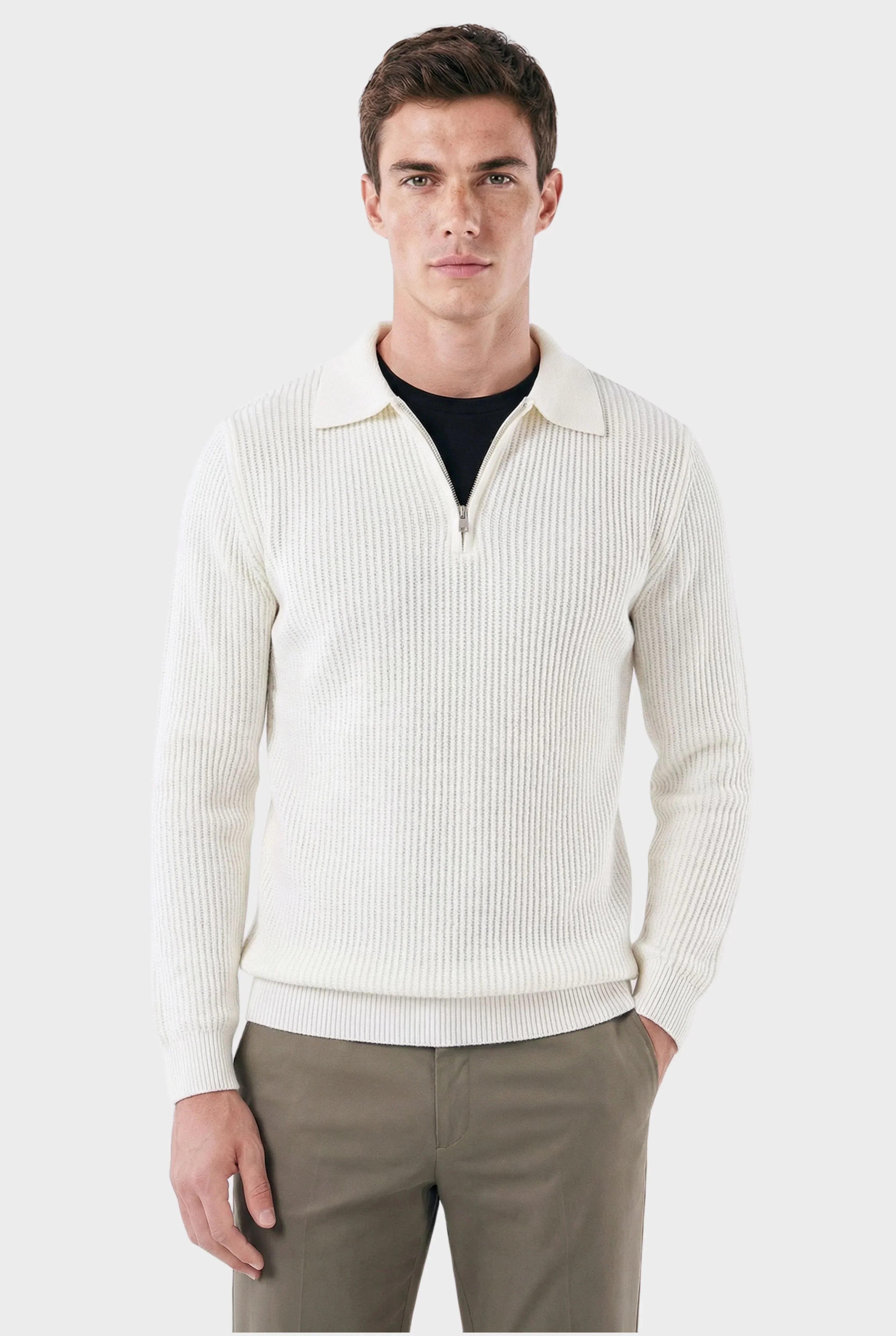 Men's Ribbed Denmark Quarter-Zip Sweater | Relvorn