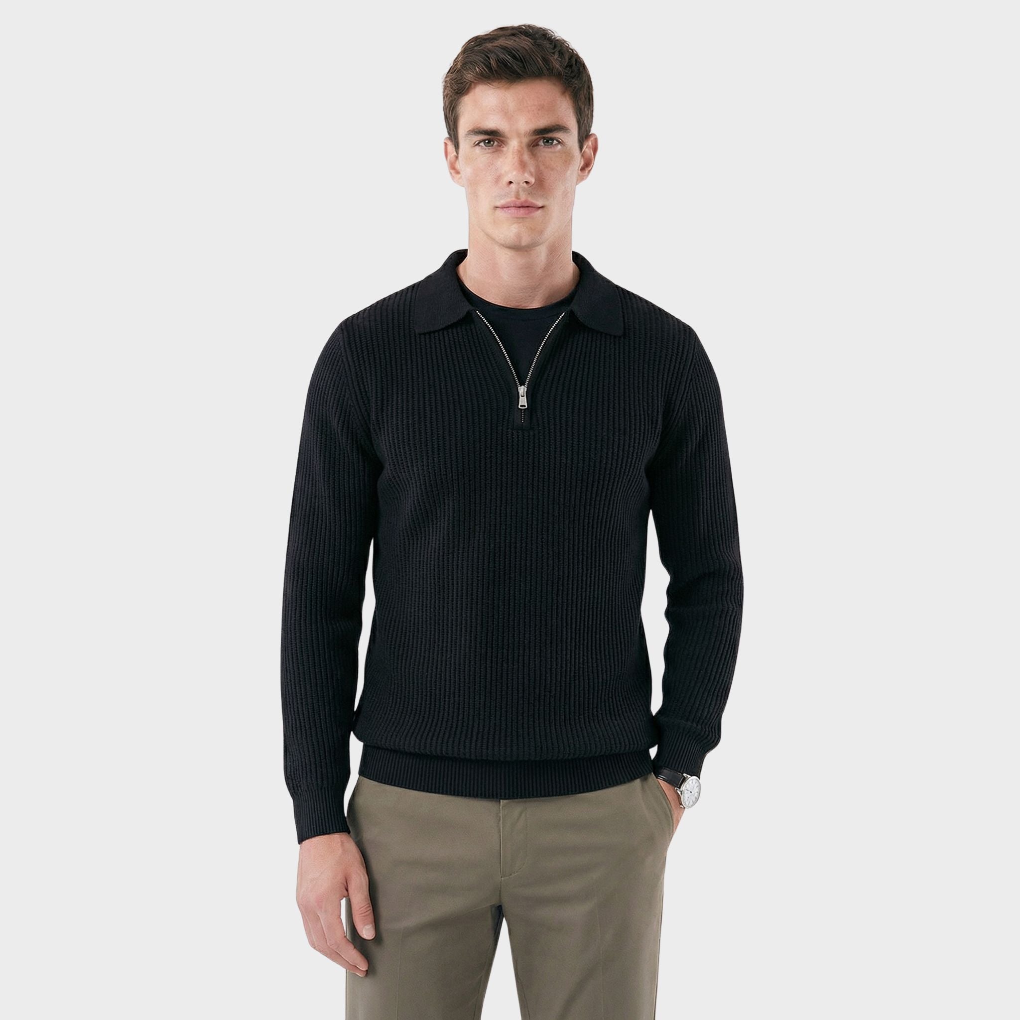 Men's Ribbed Denmark Quarter-Zip Sweater | Relvorn