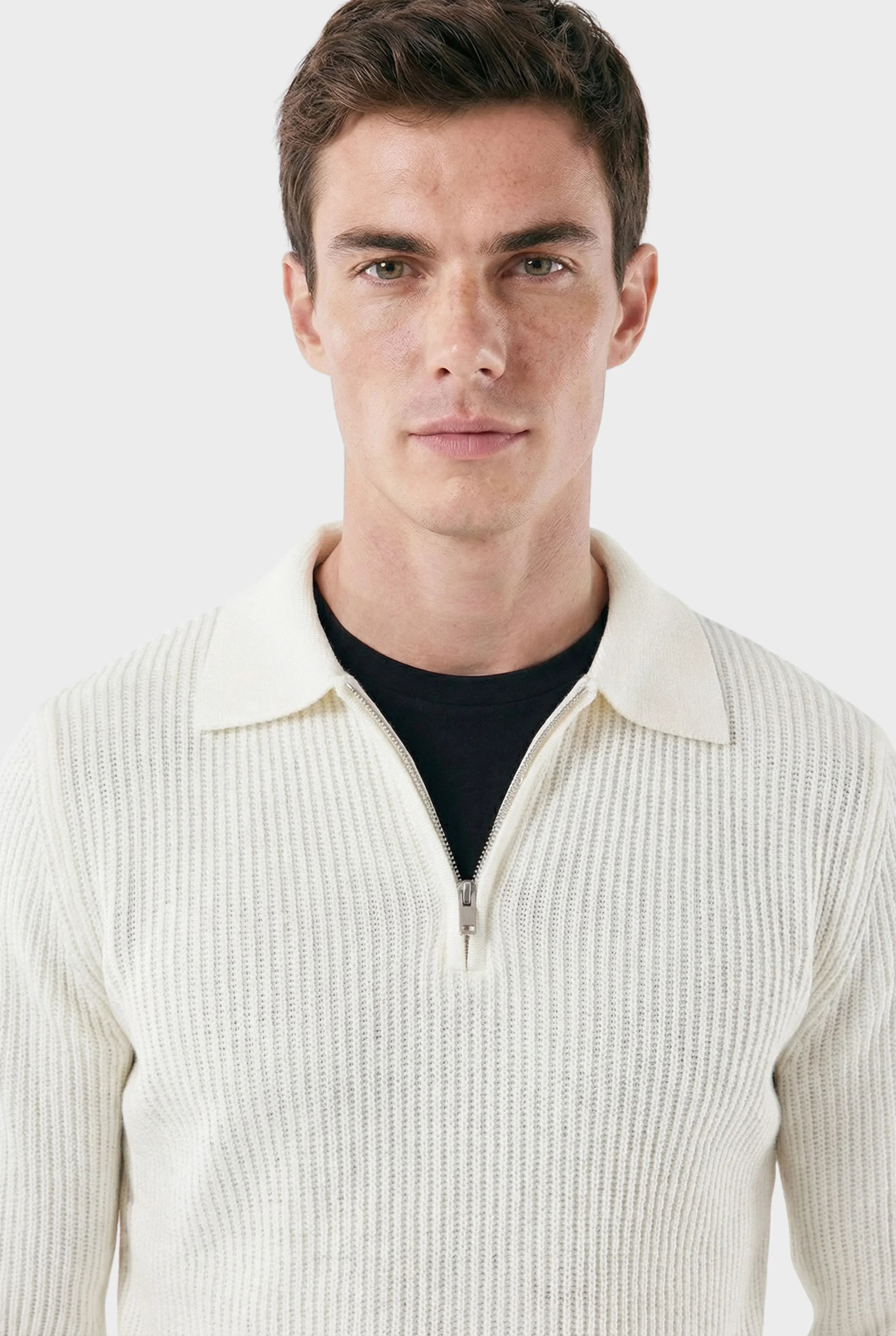 Men's Ribbed Denmark Quarter-Zip Sweater | Relvorn