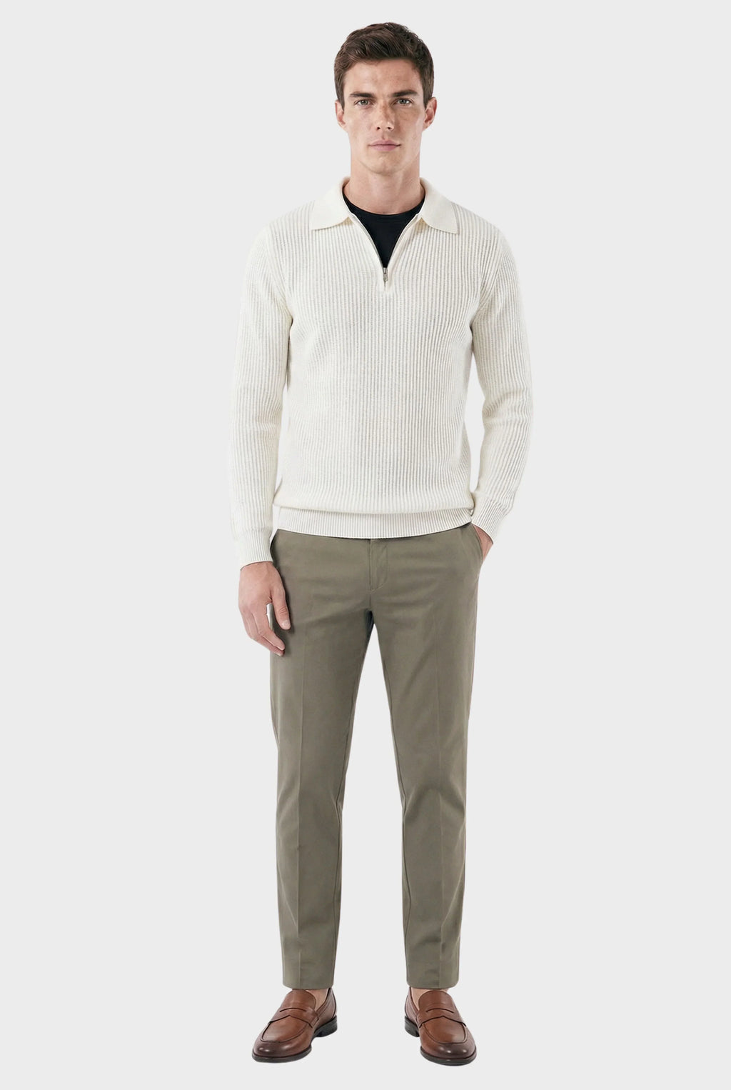Men's Ribbed Denmark Quarter-Zip Sweater | Relvorn