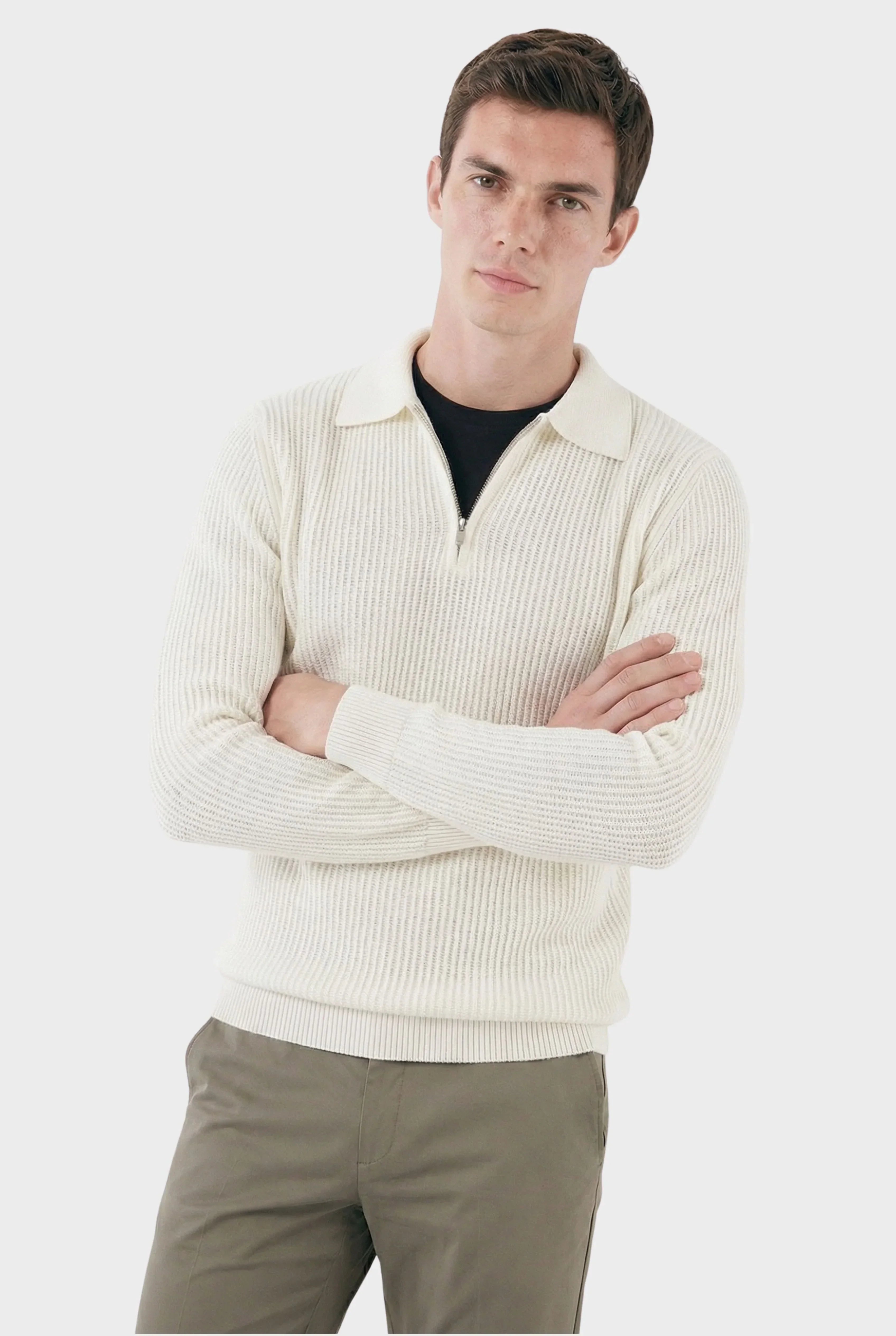 Men's Ribbed Denmark Quarter-Zip Sweater | Relvorn