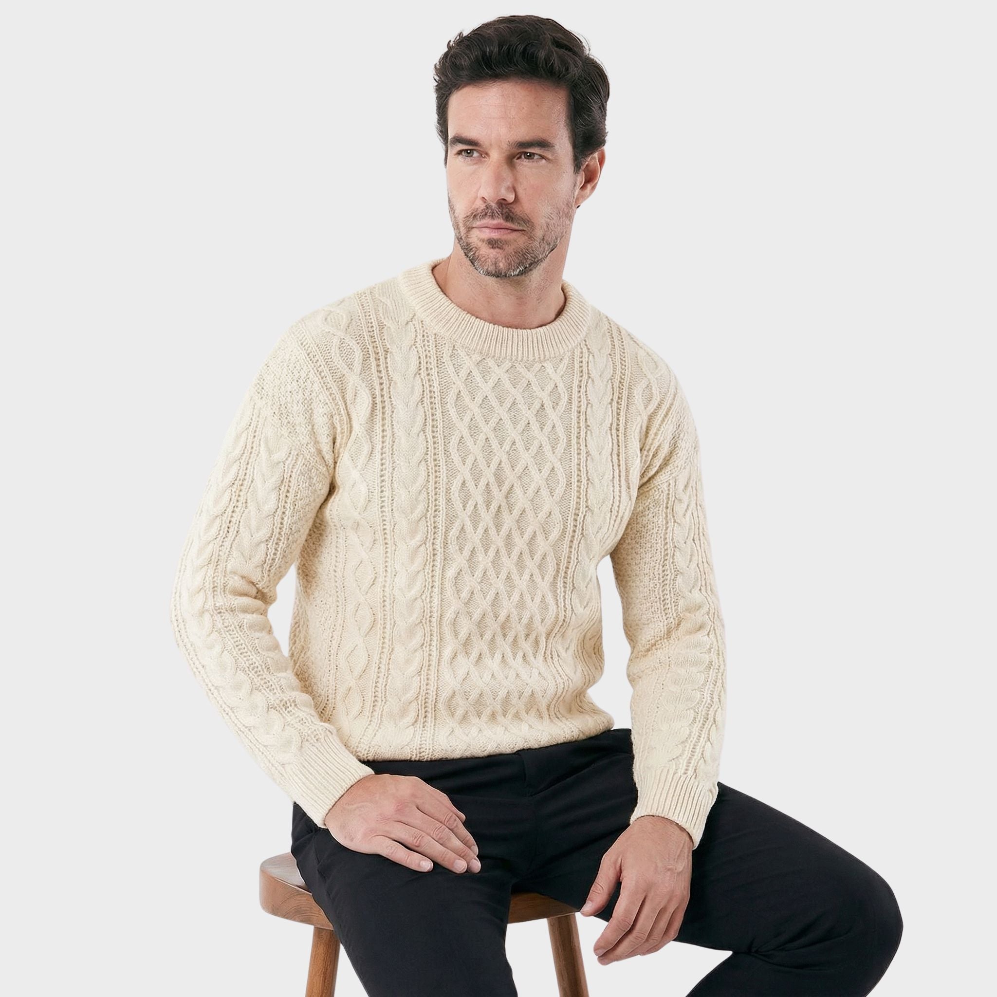 Men's Felted Wool with Embroidered Duplo Noir Sweater | Relvorn