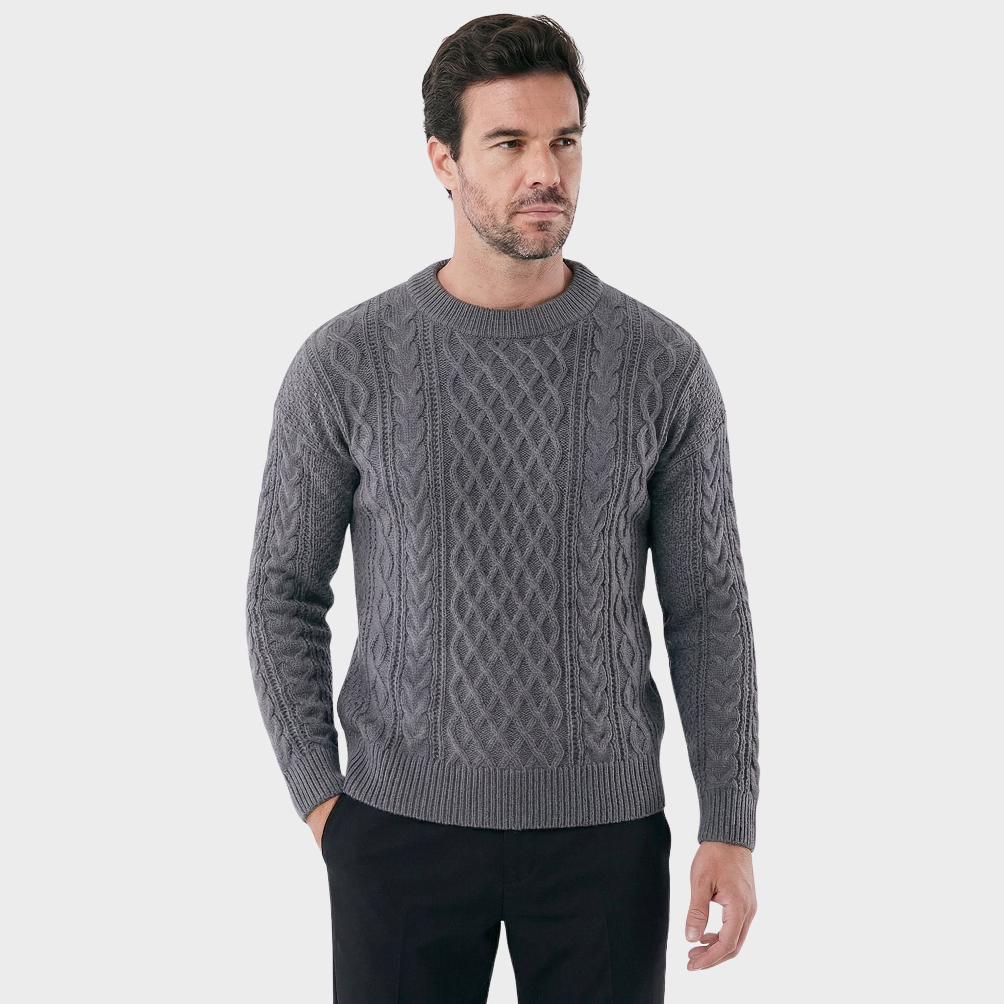 Men's Felted Wool with Embroidered Duplo Noir Sweater | Relvorn