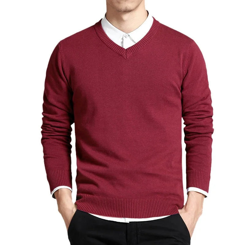 Men's Casual V-neck Knit Sweater | Relvorn