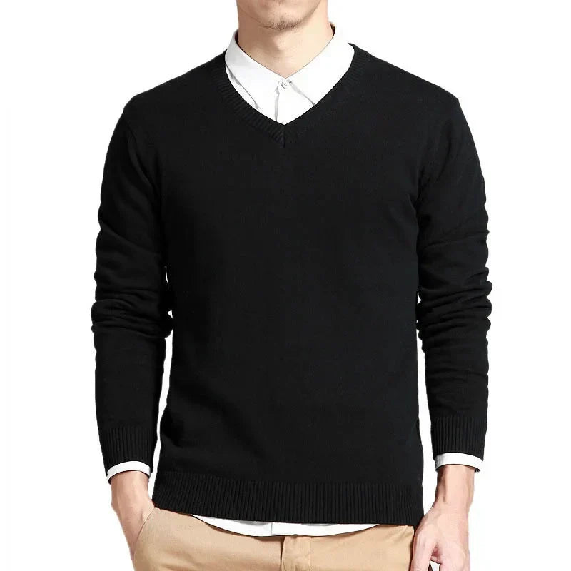 Pull en tricot col V décontracté pour homme | Relvorn