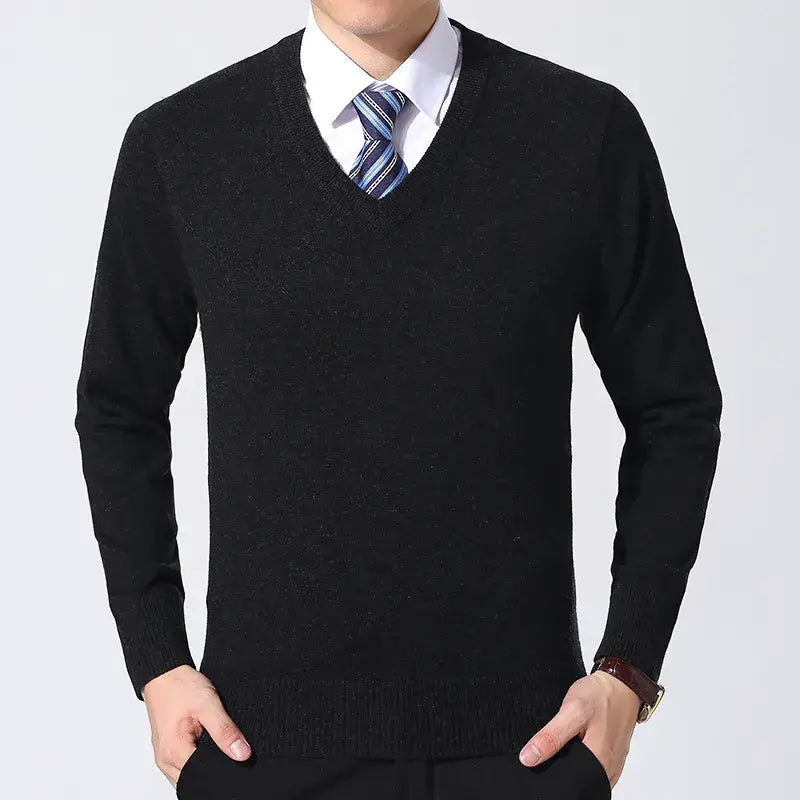 Men's Semi-slim Fit V-neck Sweater | Relvorn