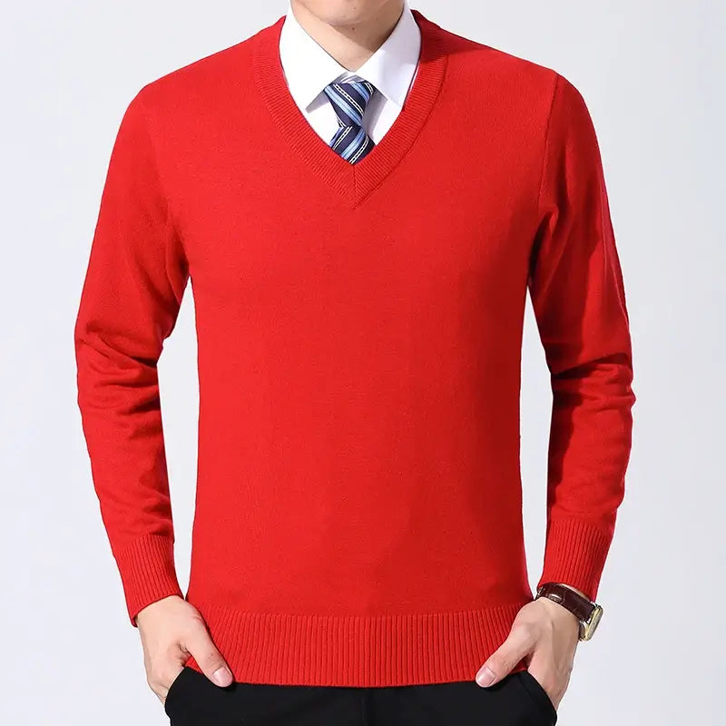 Men's Semi-slim Fit V-neck Sweater | Relvorn
