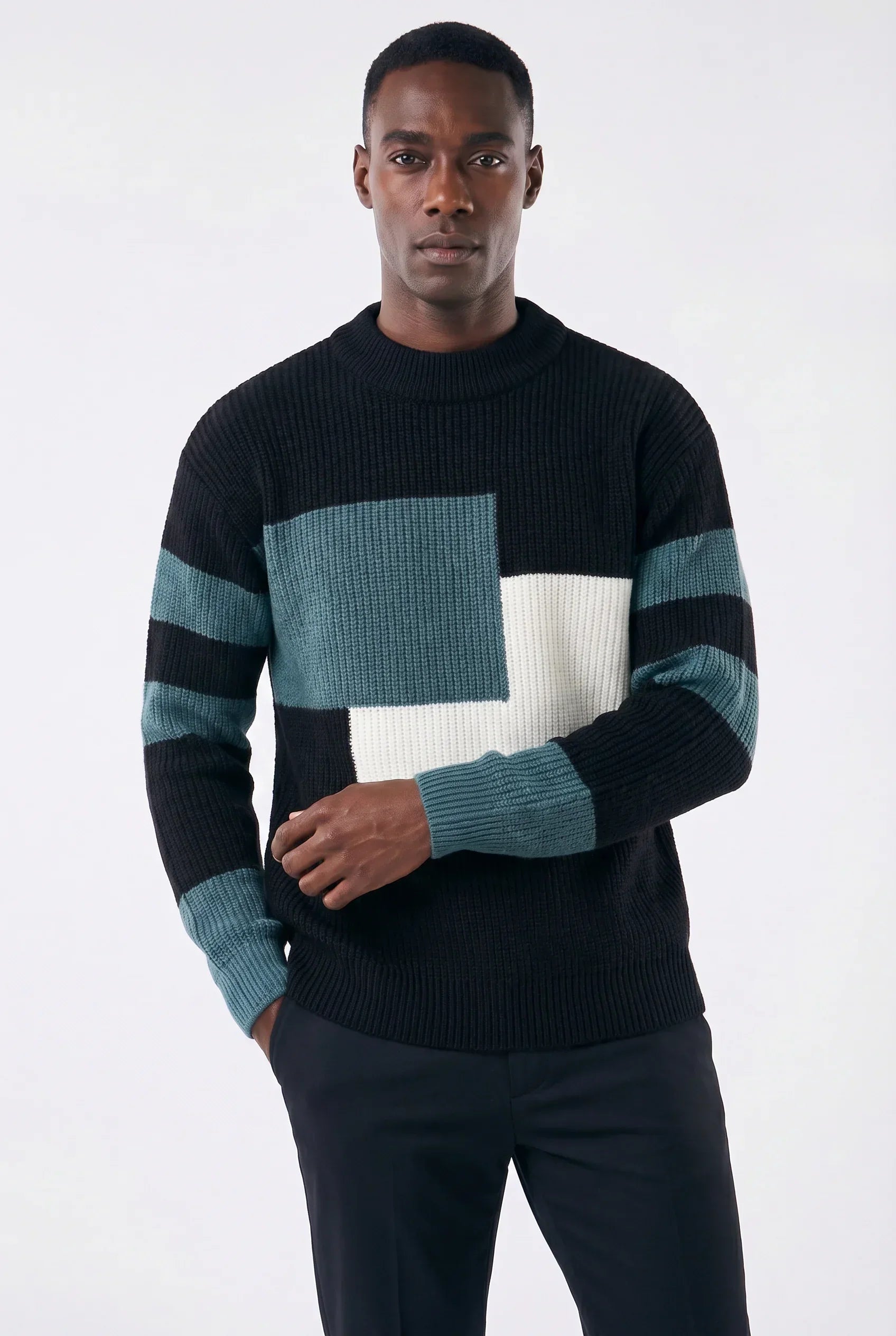 Pull Oversize Homme en Maille Géométrique Canelada | Relvorn
