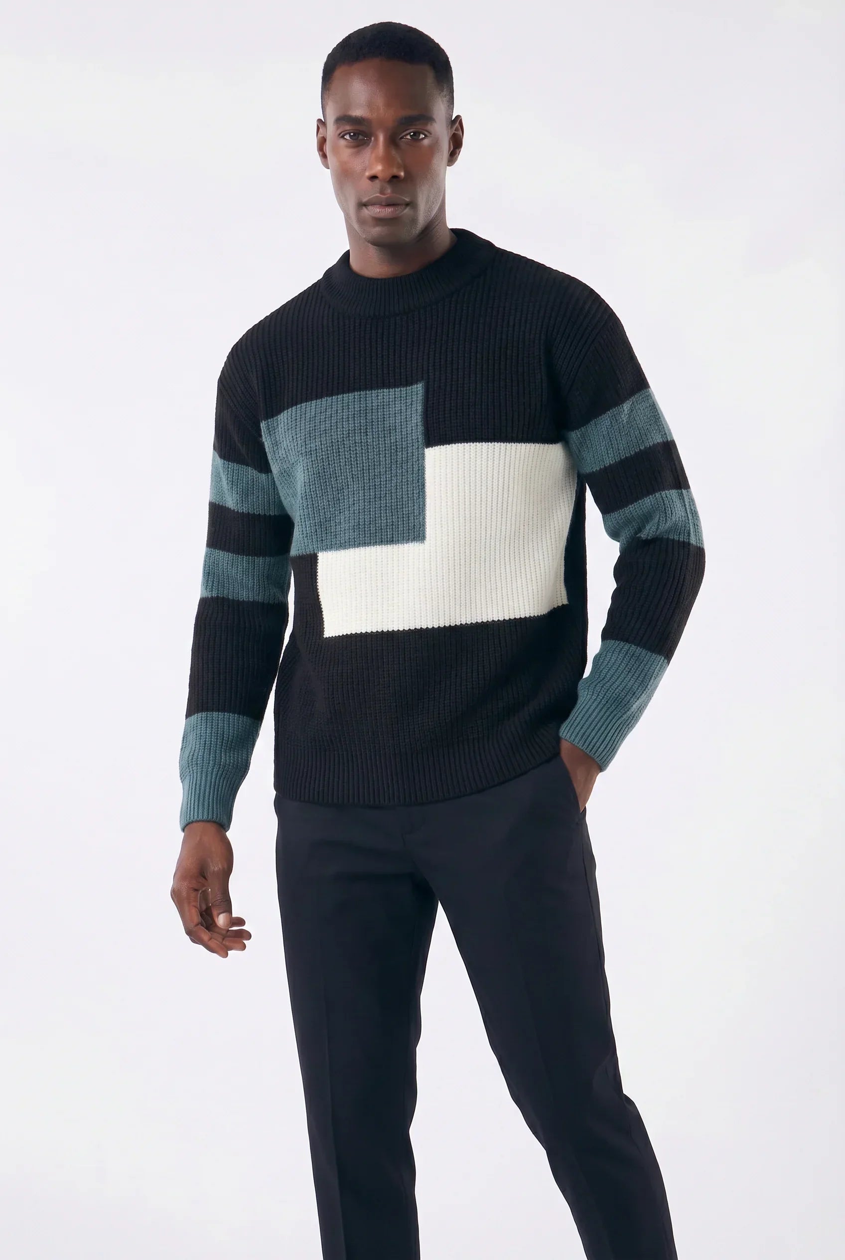 Pull Oversize Homme en Maille Géométrique Canelada | Relvorn