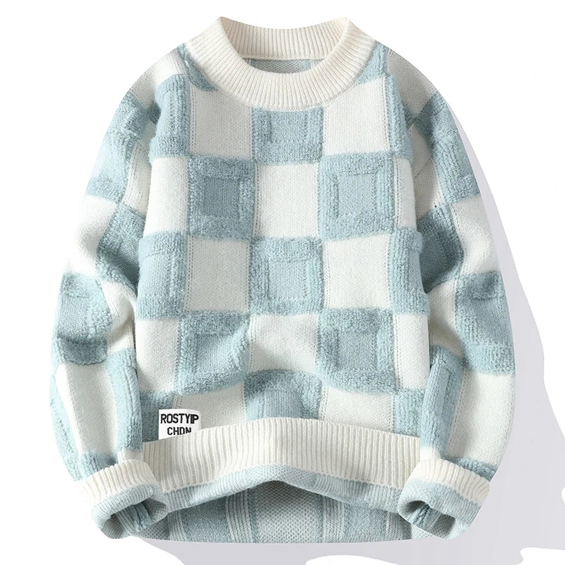 Men's Checked Knit in Relevo Sweater | Relvorn