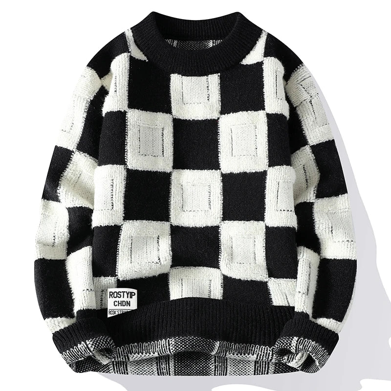 Men's Checked Knit in Relevo Sweater | Relvorn