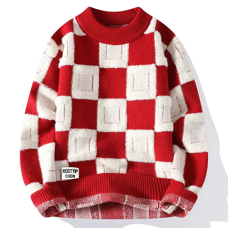Men's Checked Knit in Relevo Sweater | Relvorn