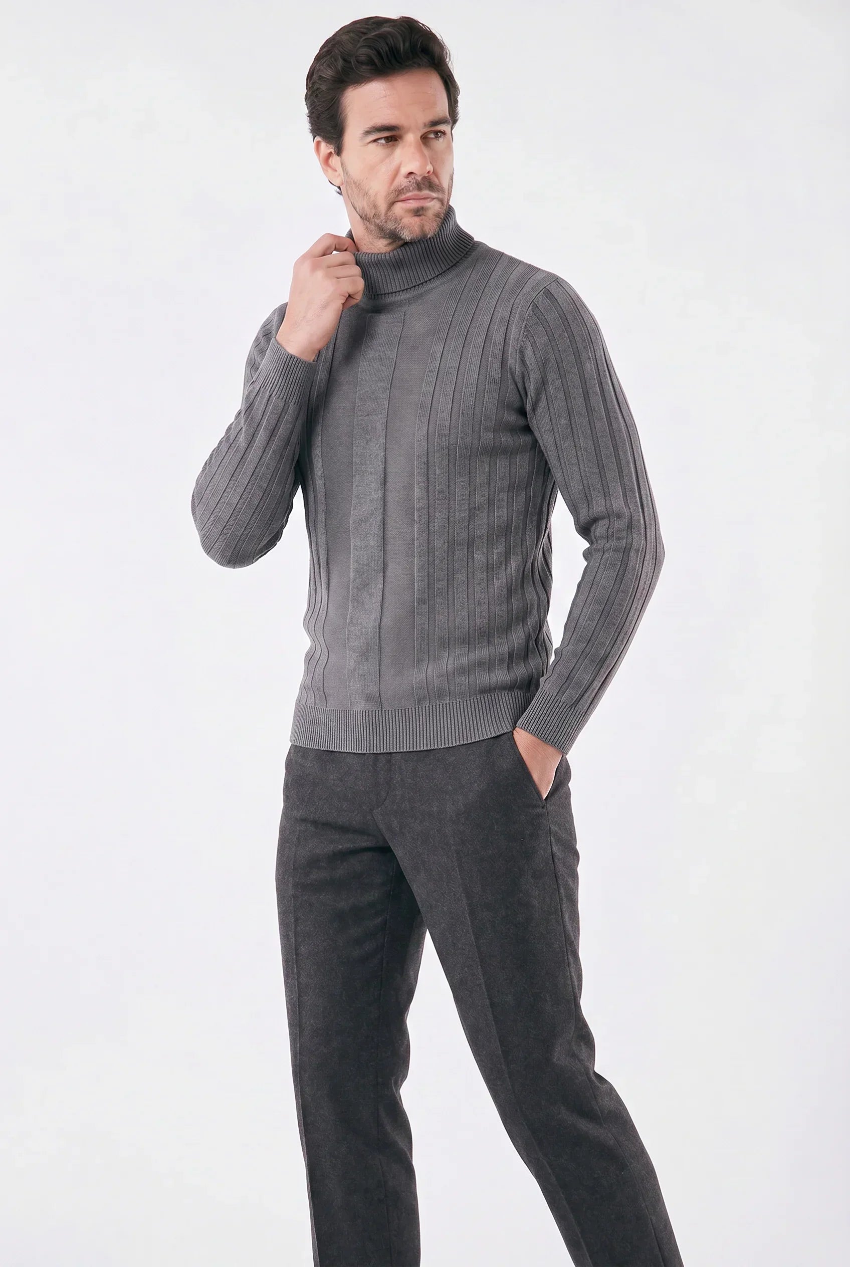 Men's High Collar with Structured Fit Sweater | Relvorn