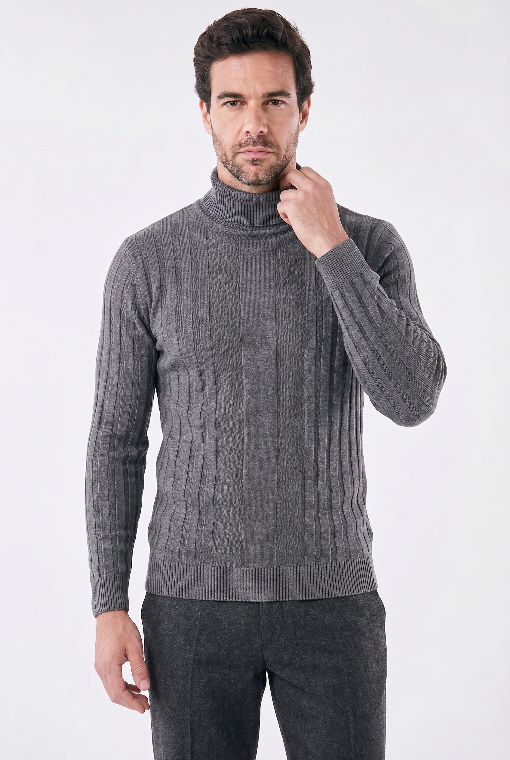 Men's High Collar with Structured Fit Sweater | Relvorn